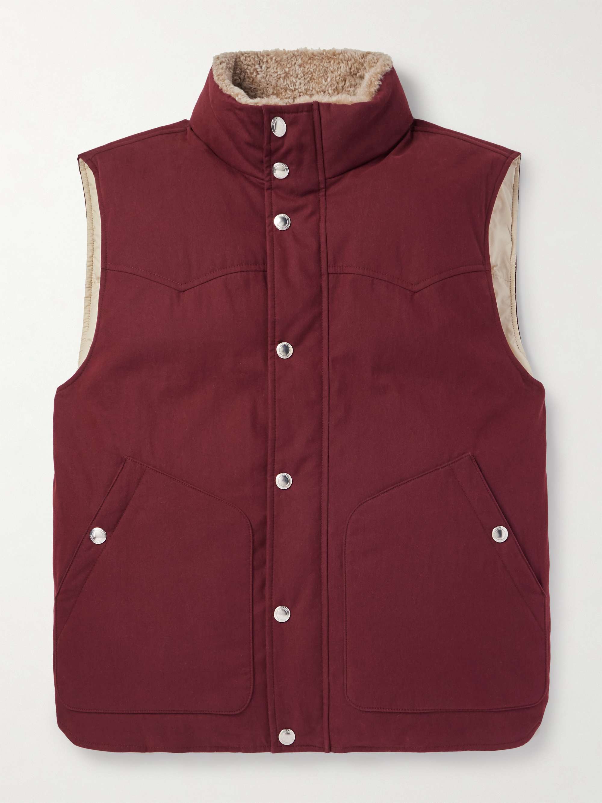 Shearling-Trimmed Cotton-Blend Twill Down Gilet view