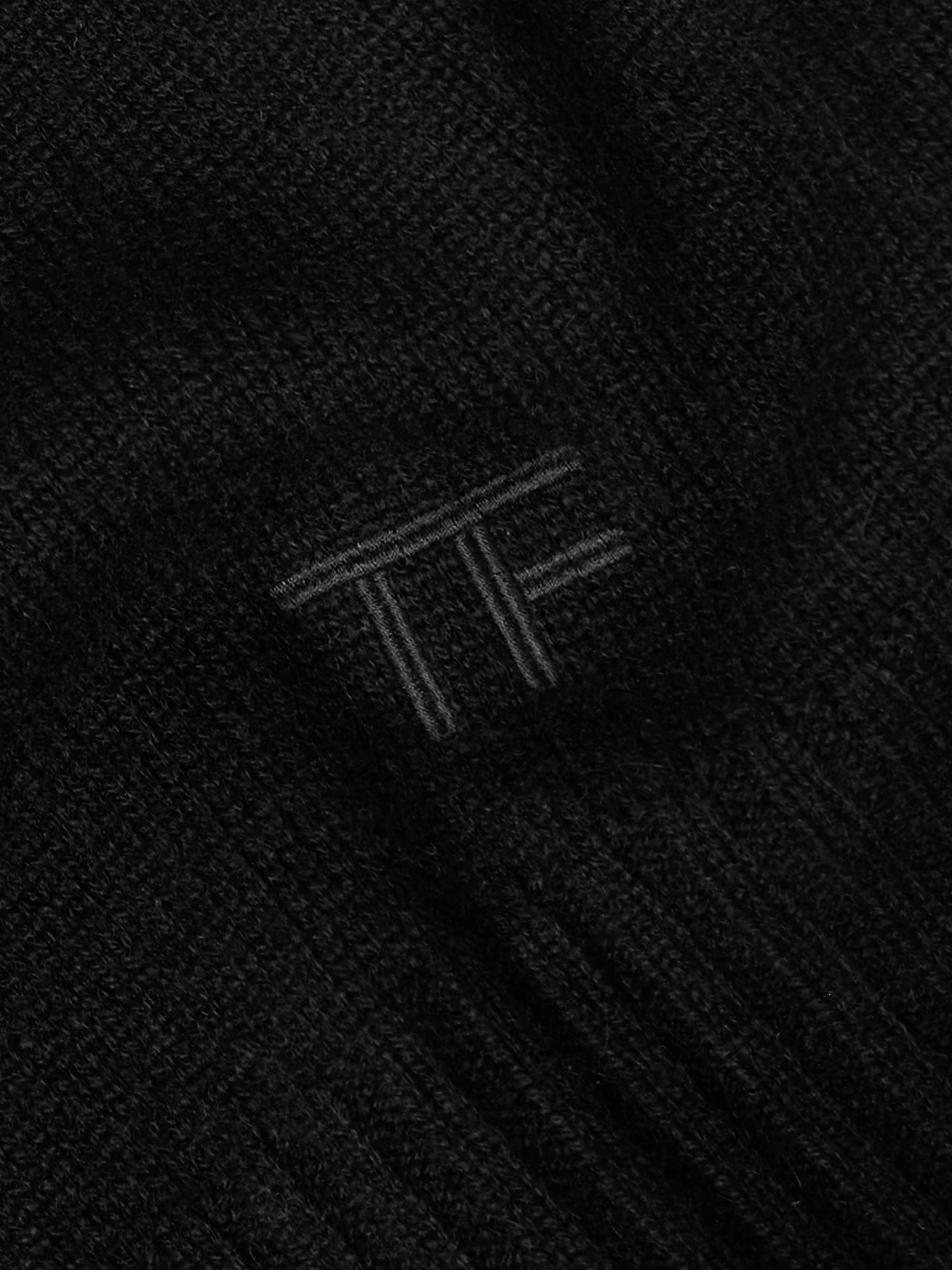 Slim-Fit Logo-Embroidered Brushed-Cashmere Sweater view