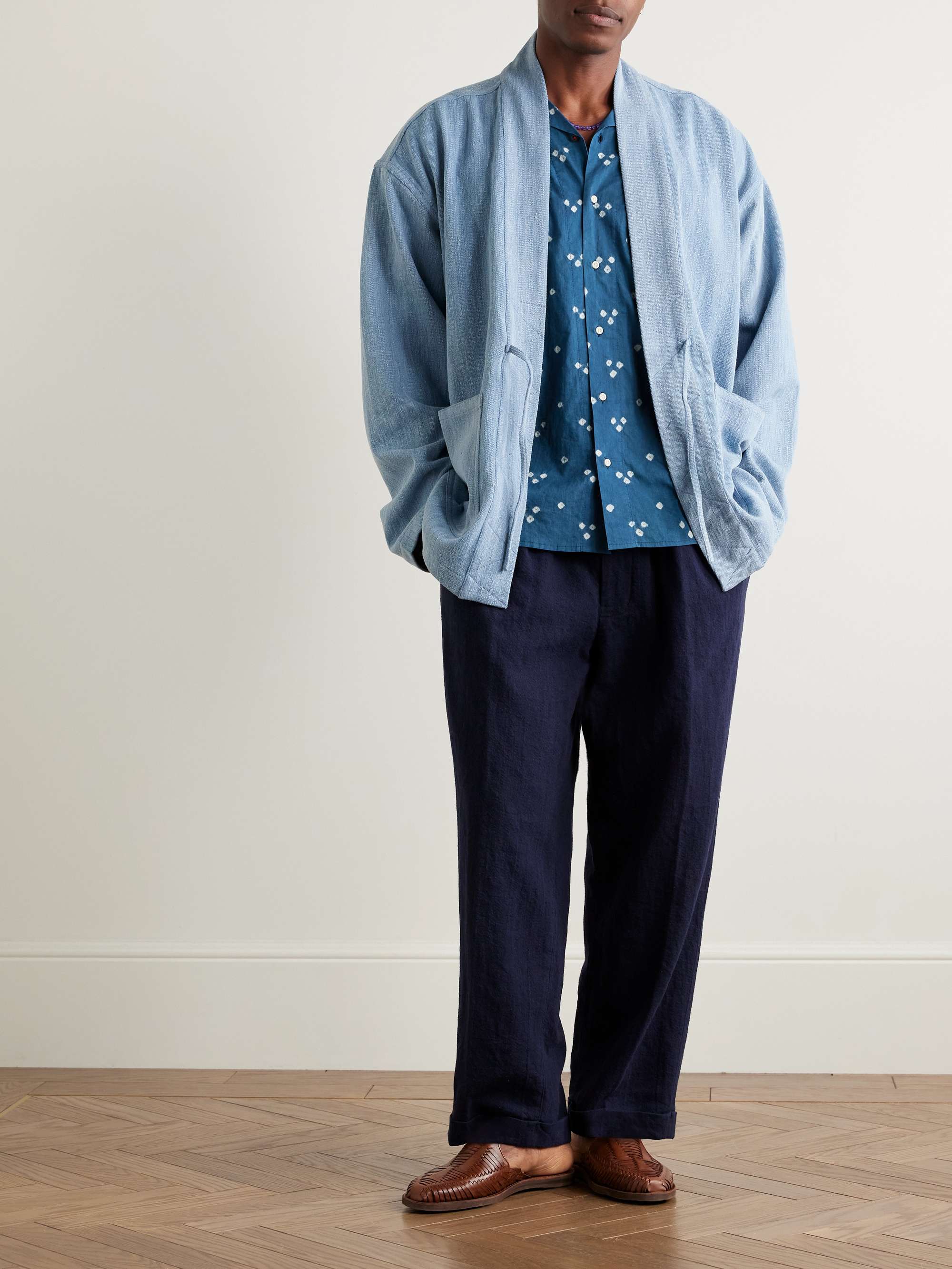 Lamar Convertible-Collar Embroidered Printed Cotton-Voile Shirt view
