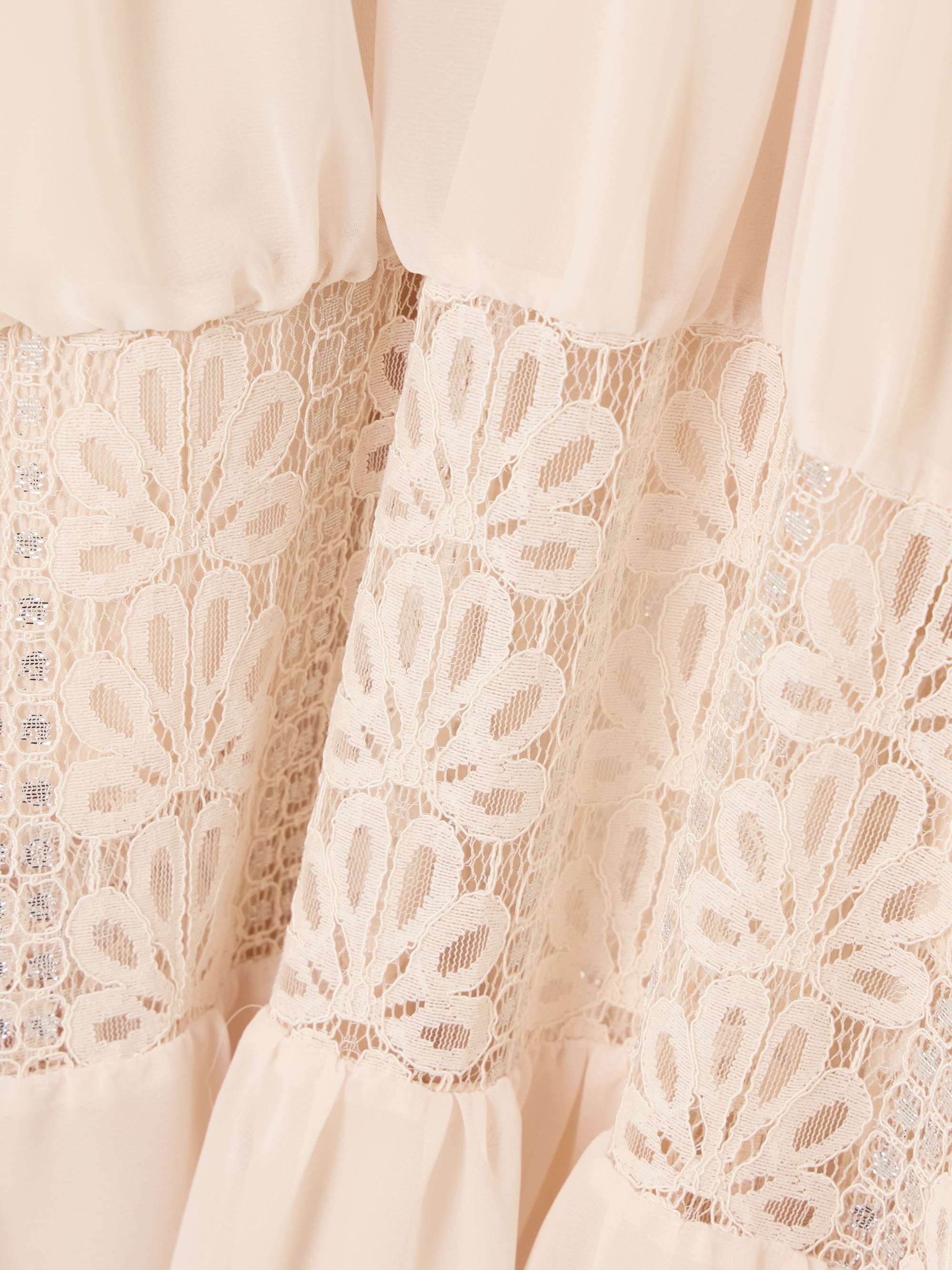 Draped georgette and lace gown view