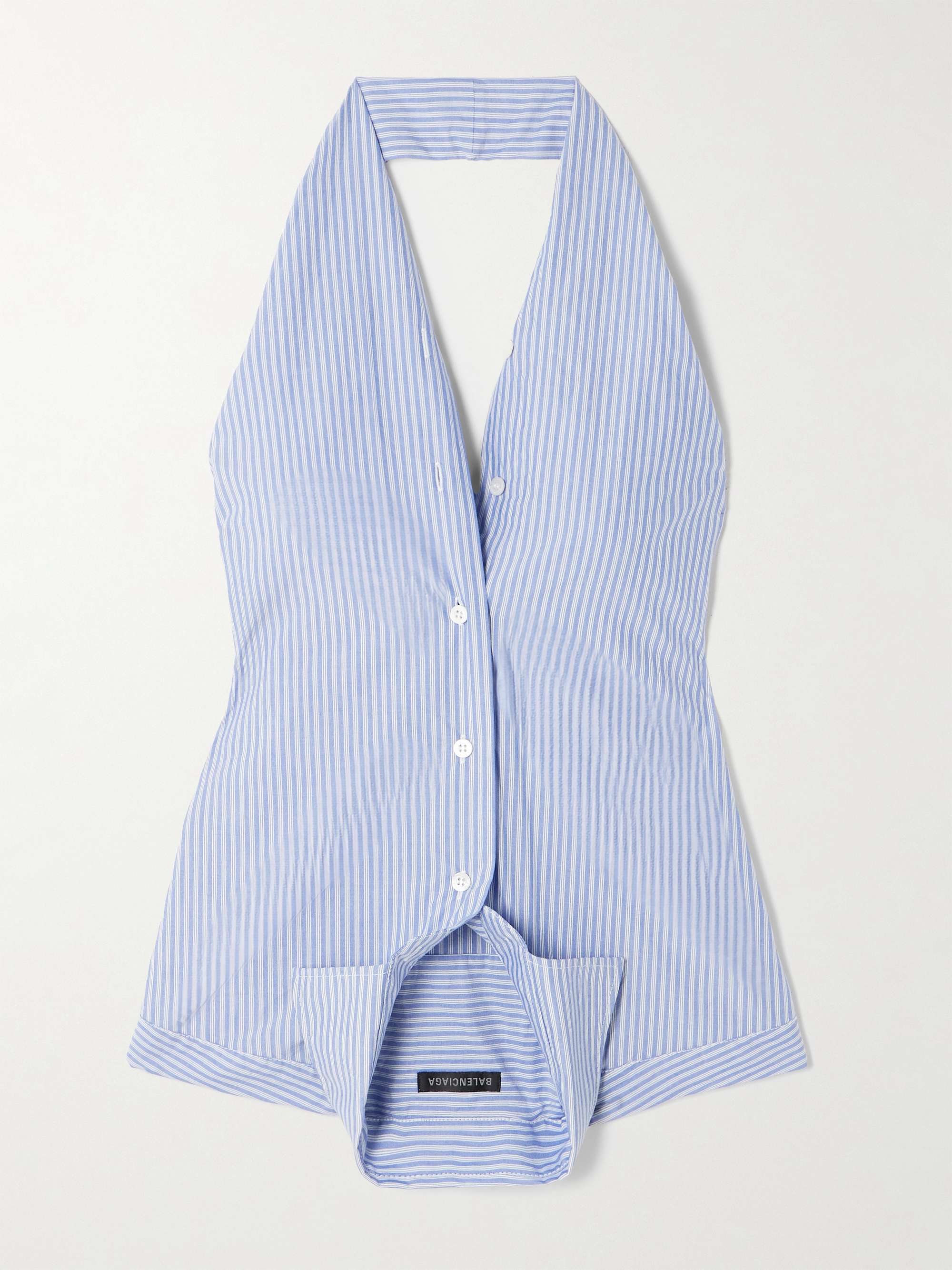 Upside Down striped cotton-poplin halterneck top view