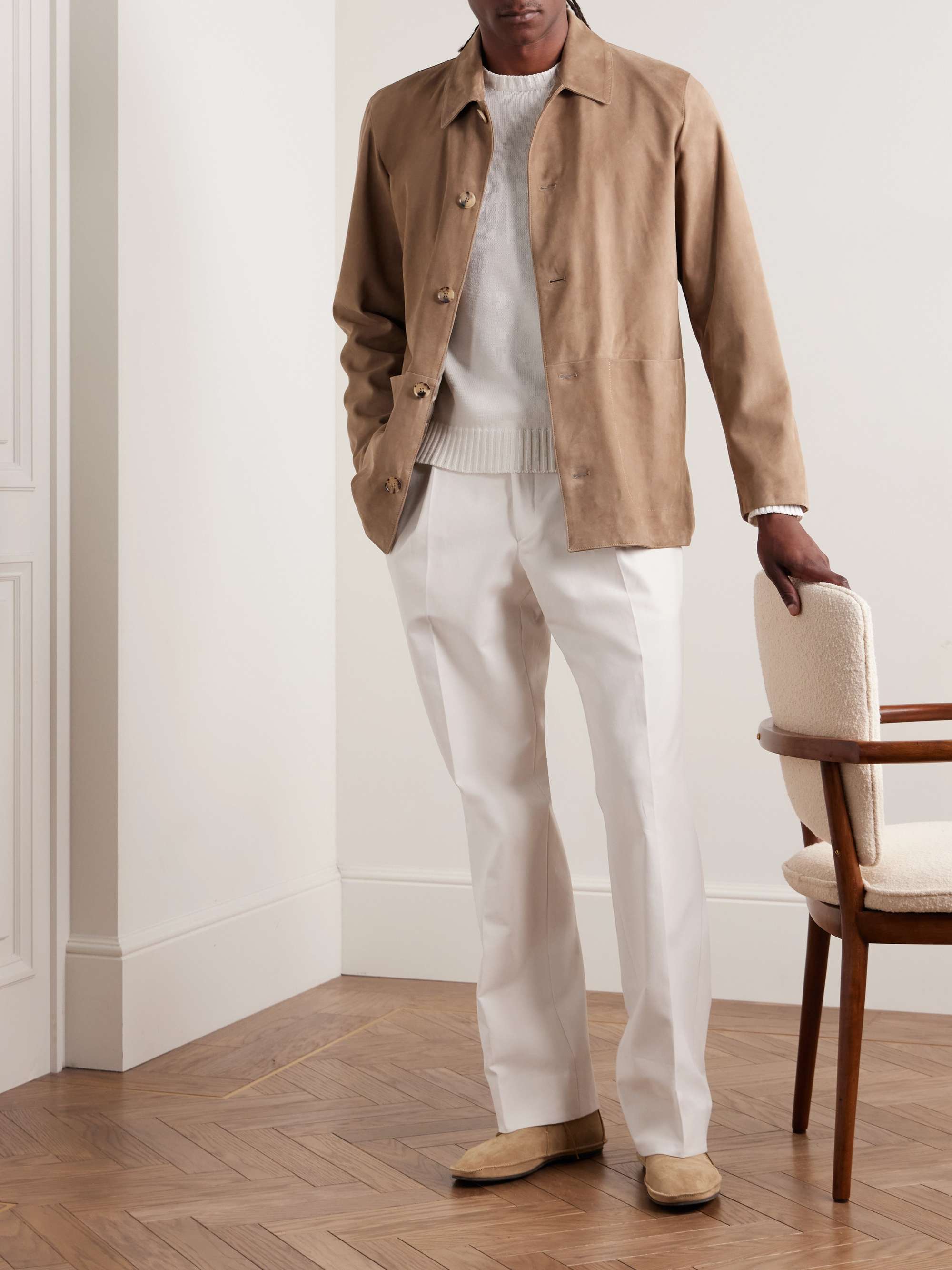 Amo Wide-Leg Pleated Cotton-Blend Trousers view