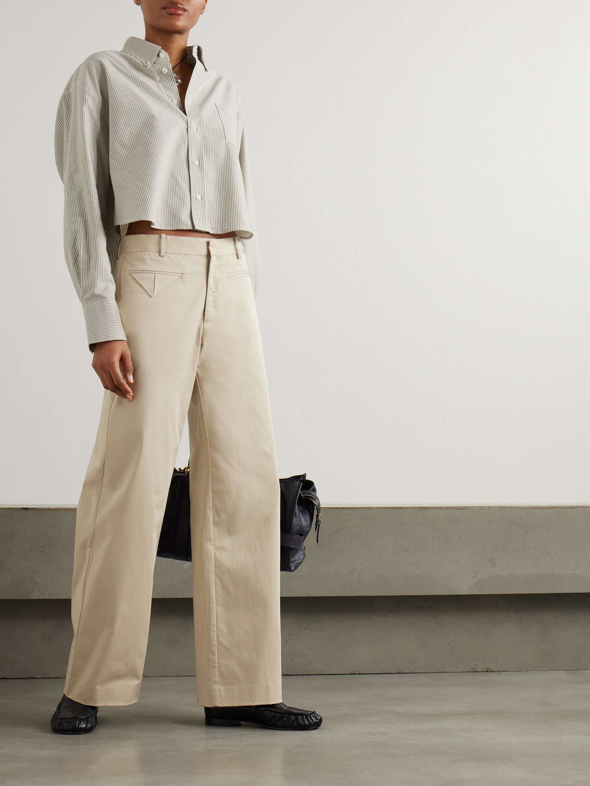 ADC embroidered cropped striped cotton Oxford shirt view