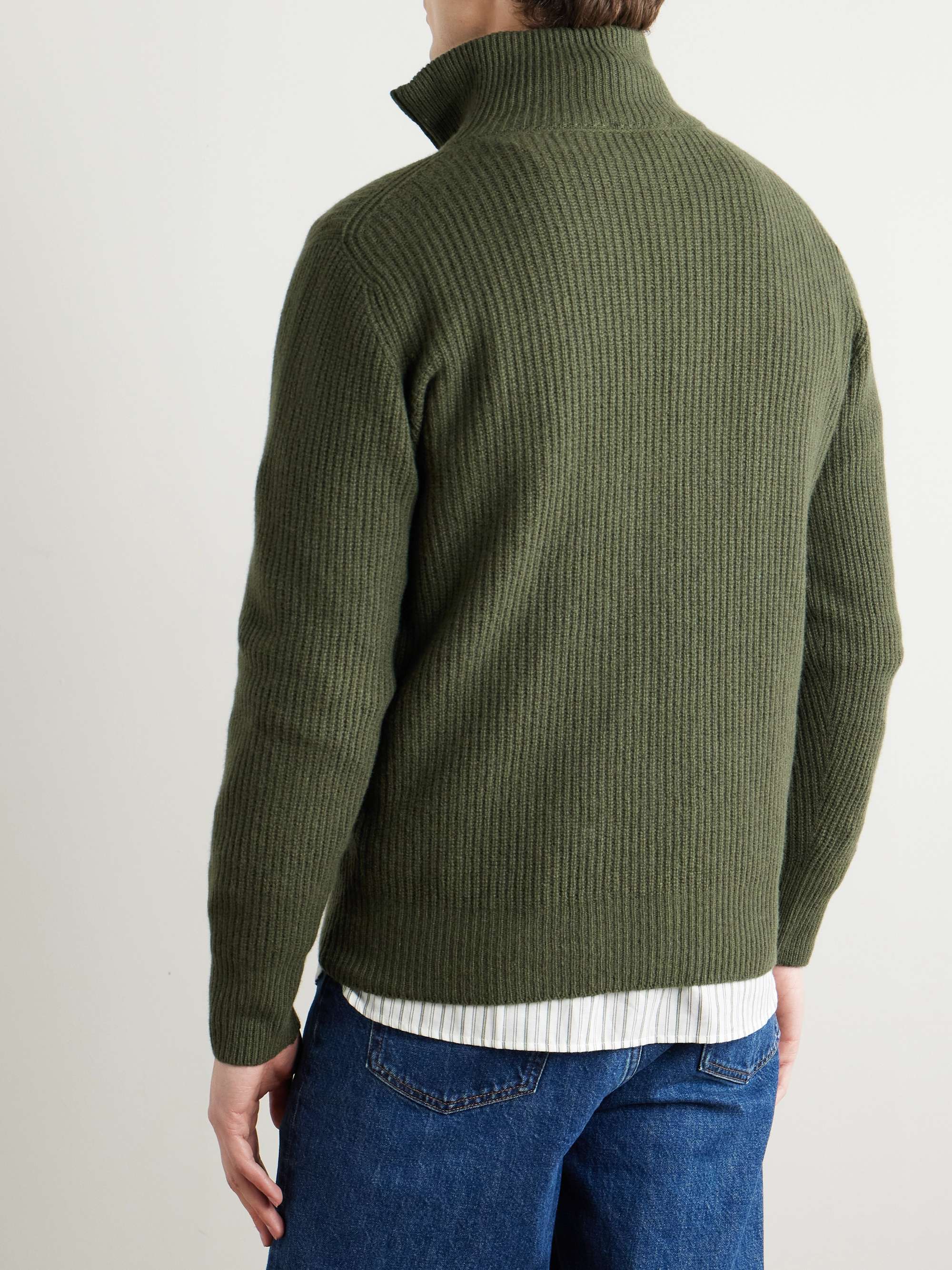 Ribbed Recycled-Cashmere and Merino-Wool Blend Cardigan view
