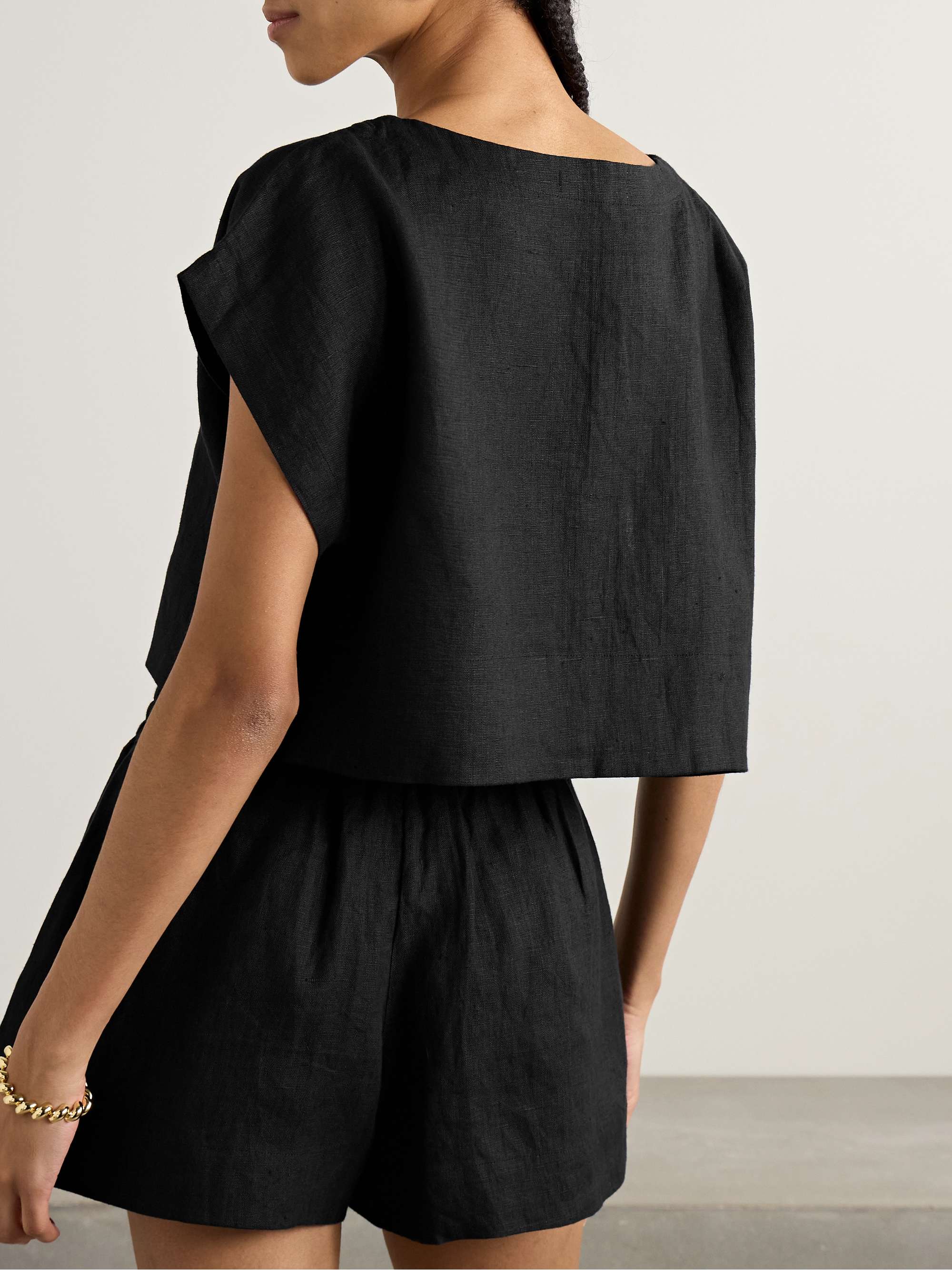Kori oversized cropped linen top view