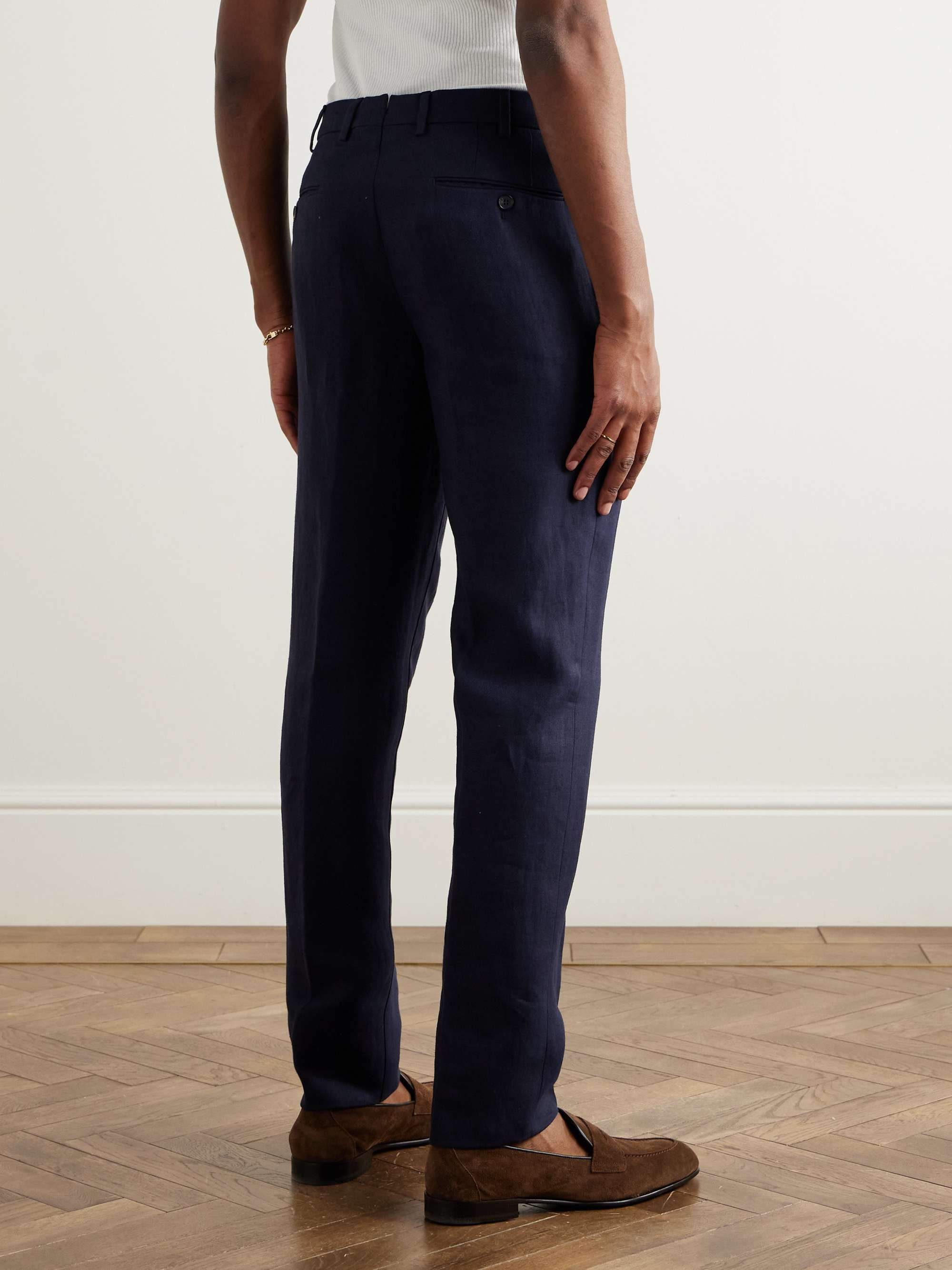Carlo Straight-Leg Linen Suit Trousers view