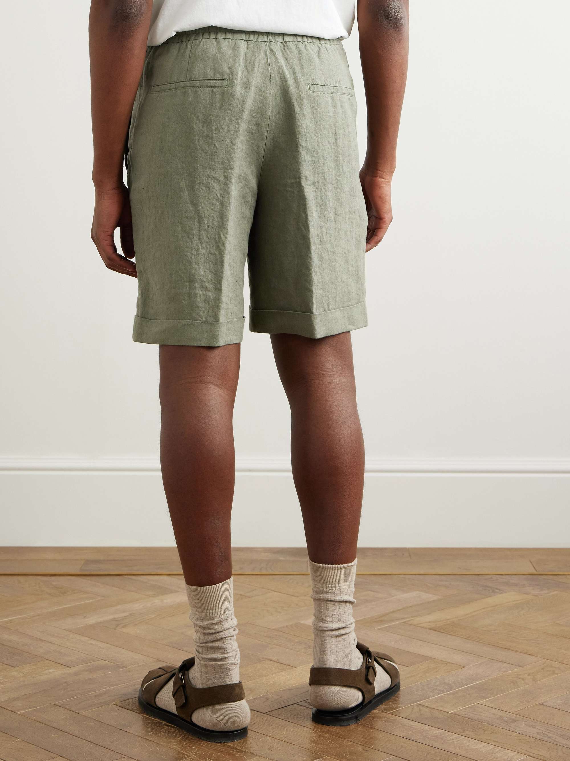Straight-Leg Linen Drawstring Shorts view