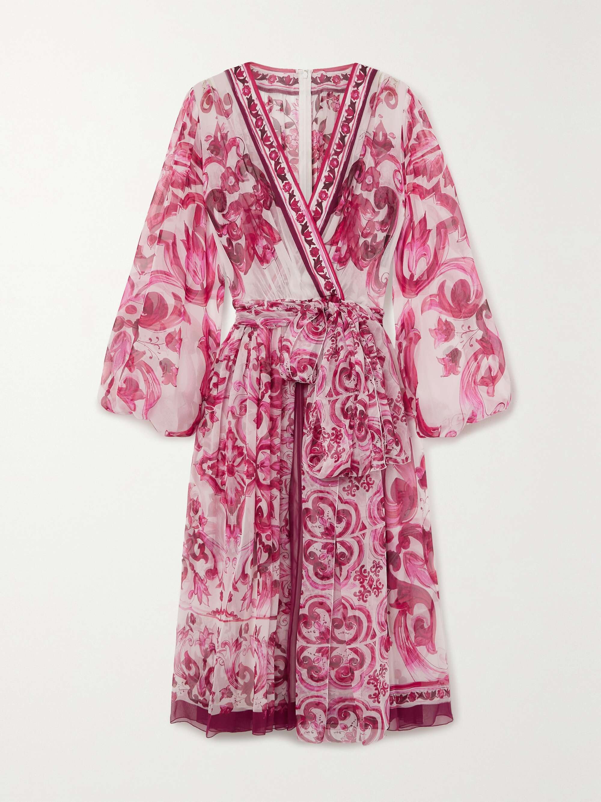 Maiolica belted wrap-effect printed silk-georgette midi dress view