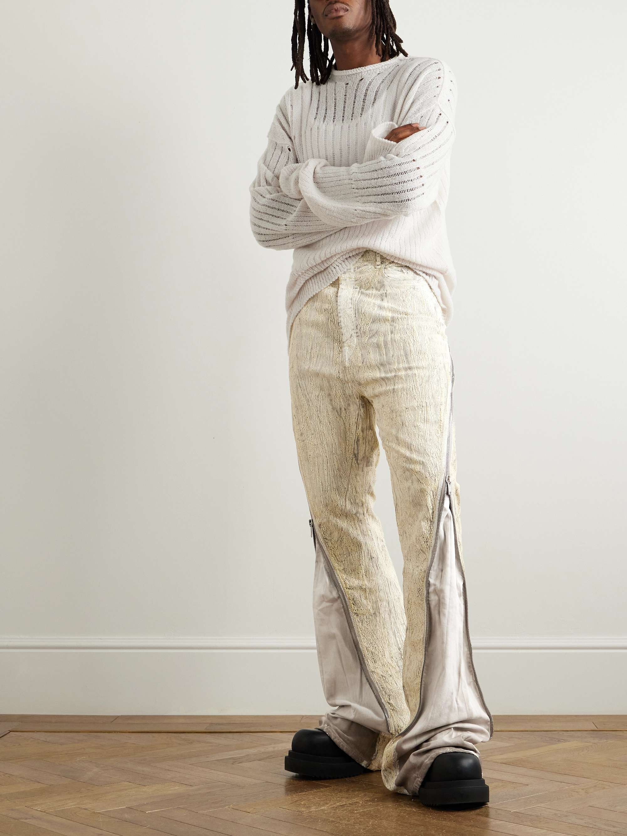 Bolan Banana Flared Zip-Detailed Metallic Megacrust Jeans view