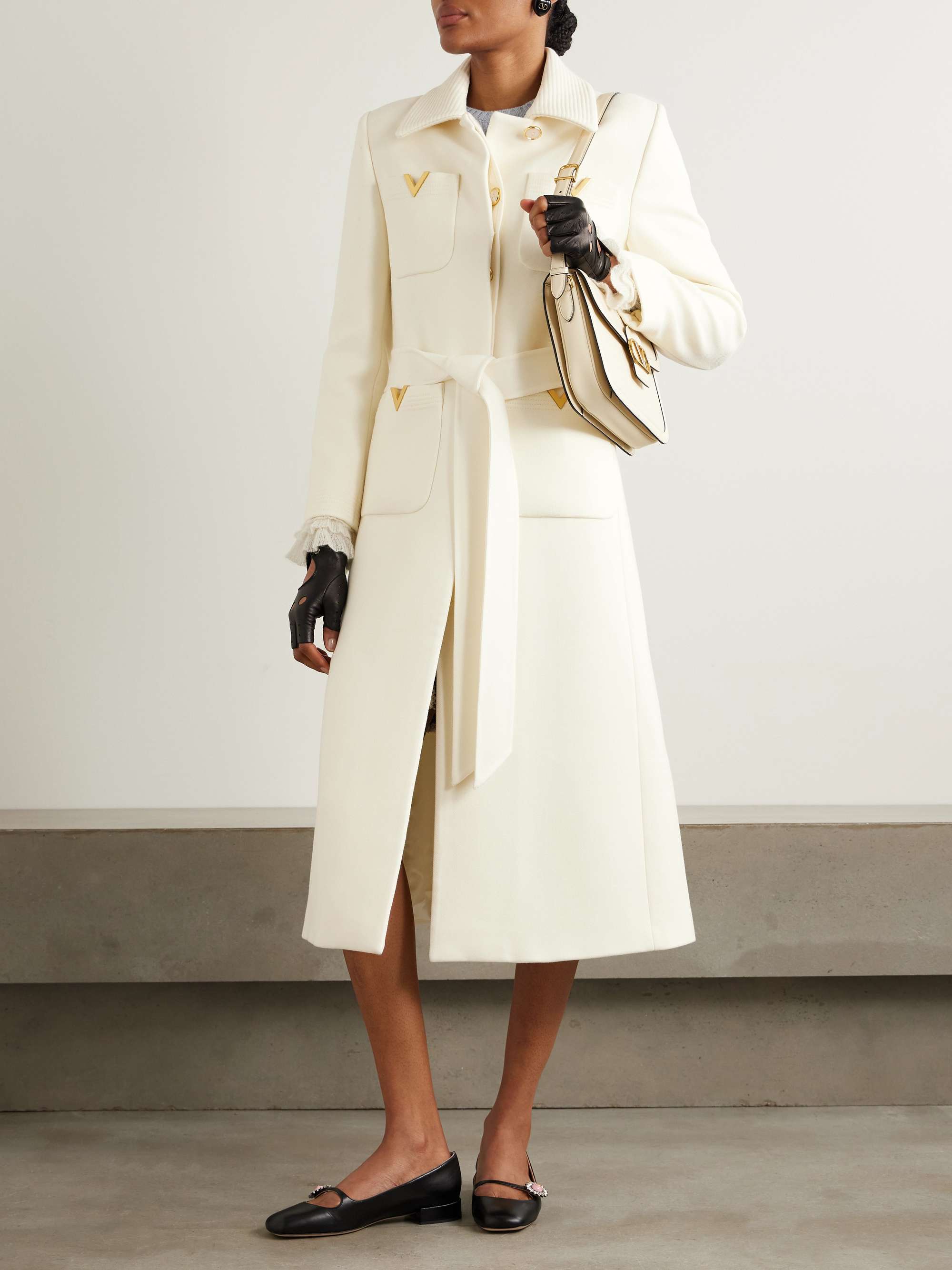 Embellished wool and silk-blend twill coat view