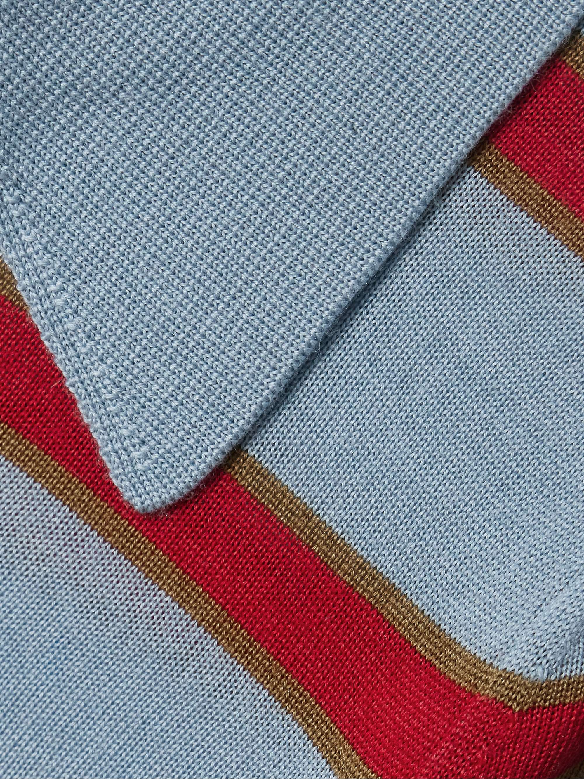 The Memphis striped merino wool, silk and cashmere-blend polo shirt view