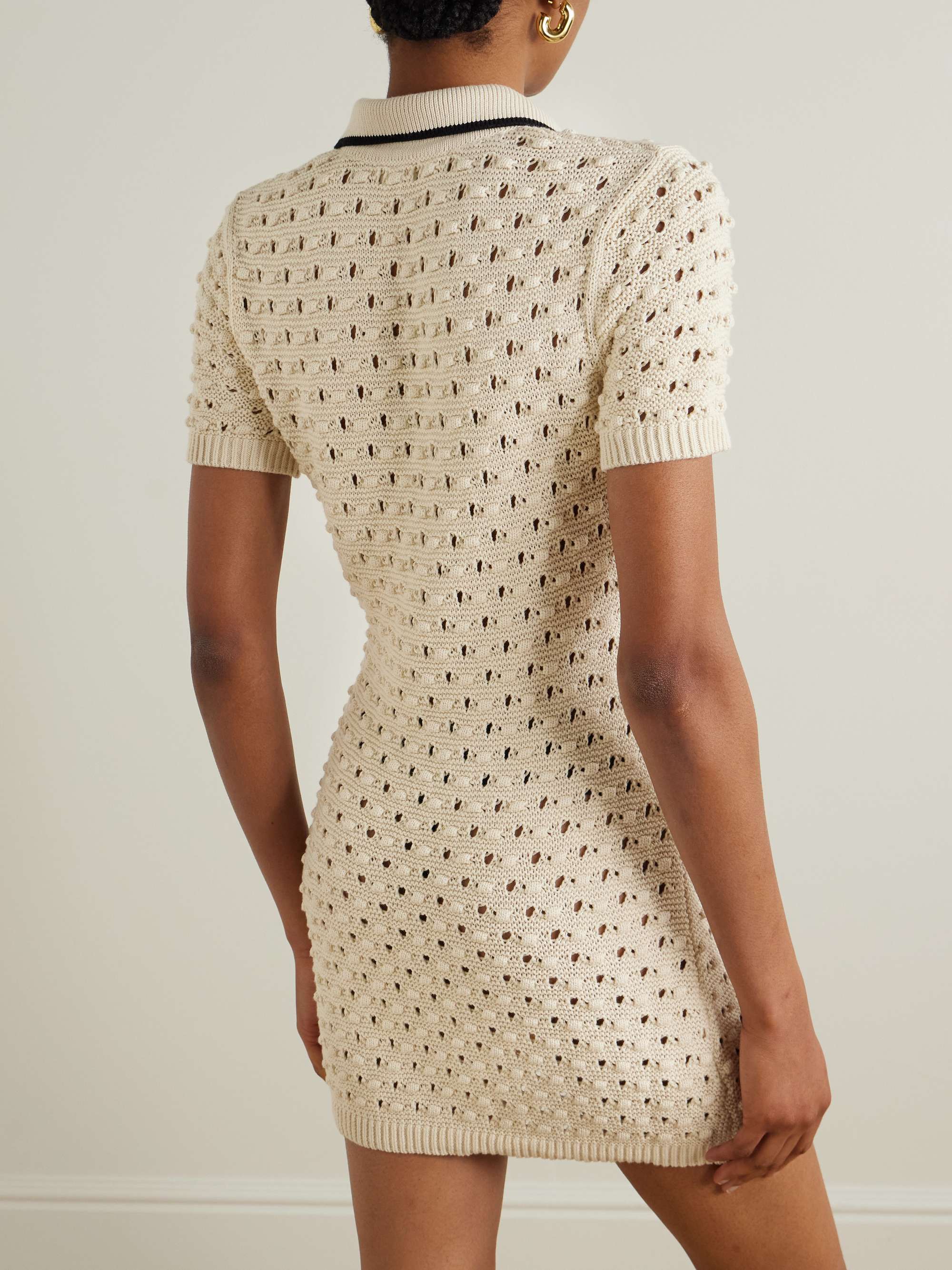 The Bauble piped open-knit cotton mini dress view