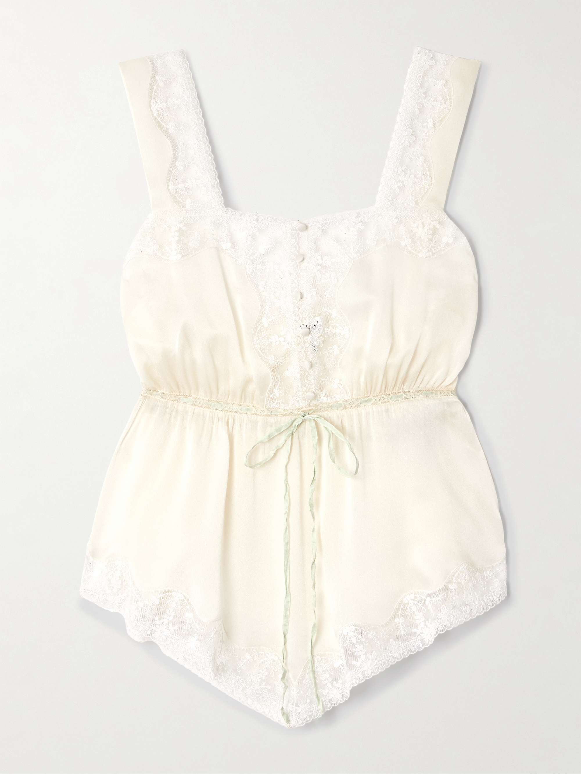 Lace-trimmed silk-charmeuse top view
