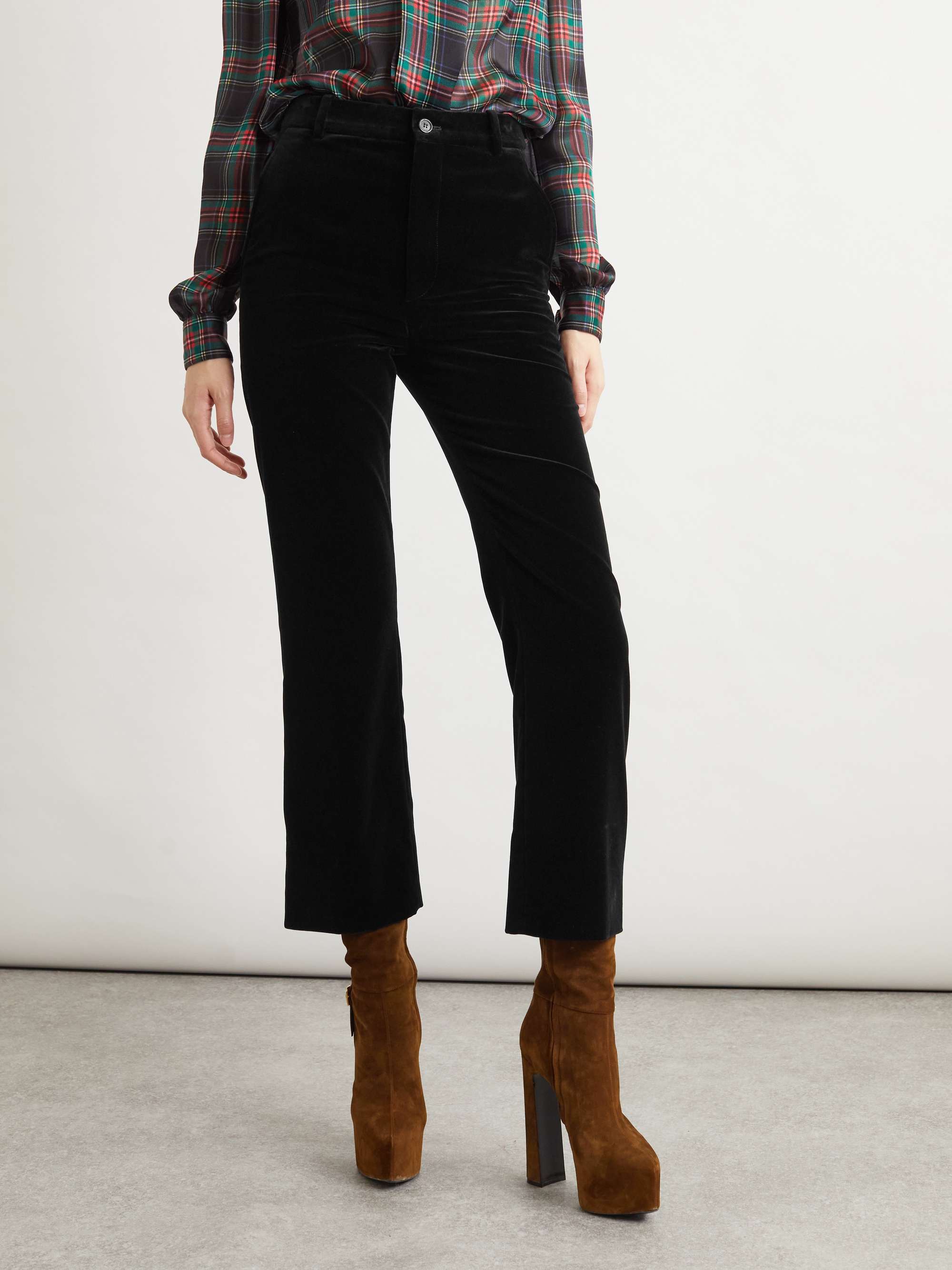 Cotton-velvet cropped slim-leg pants view