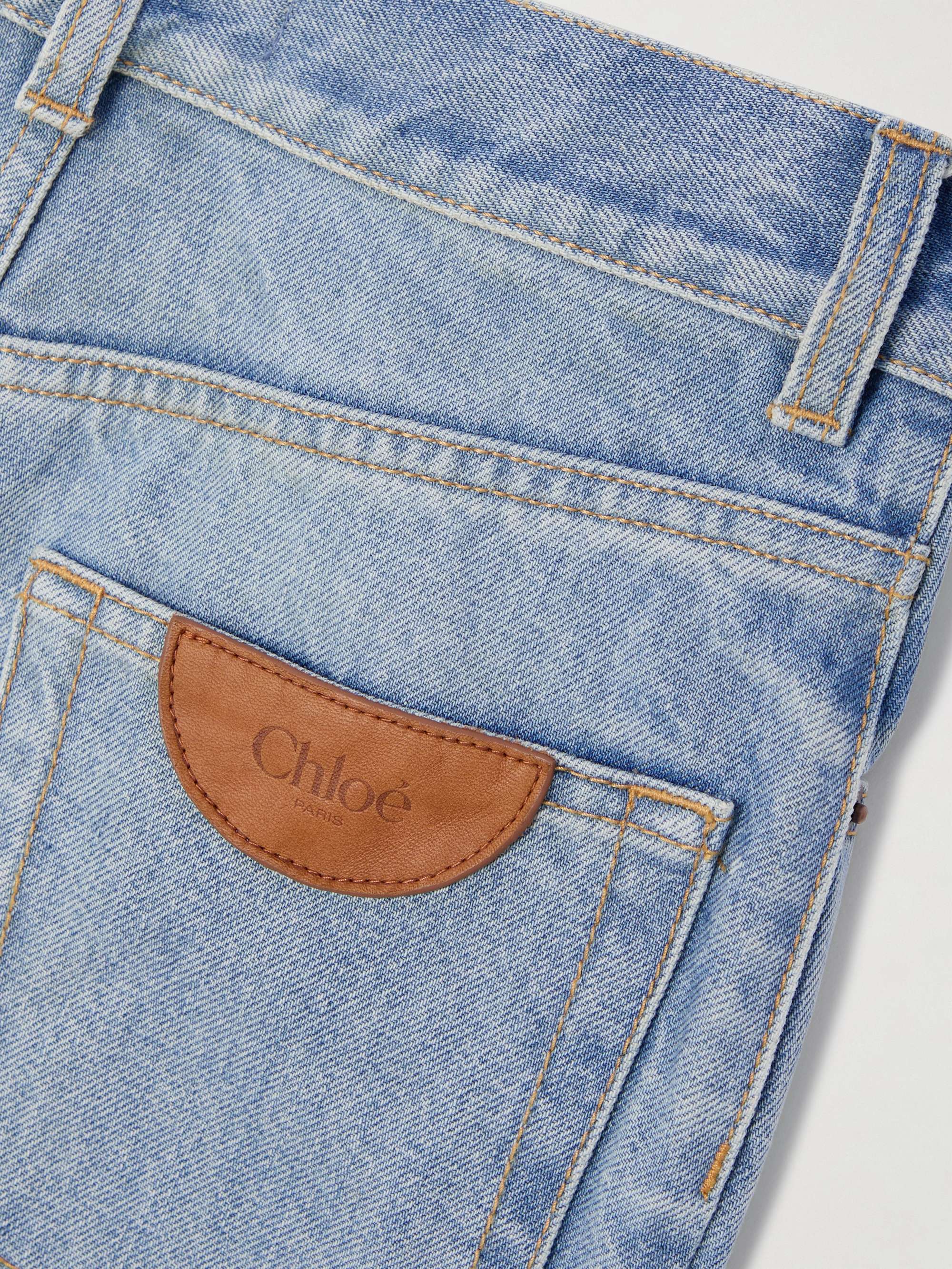 Frayed high-rise wide-leg jeans view