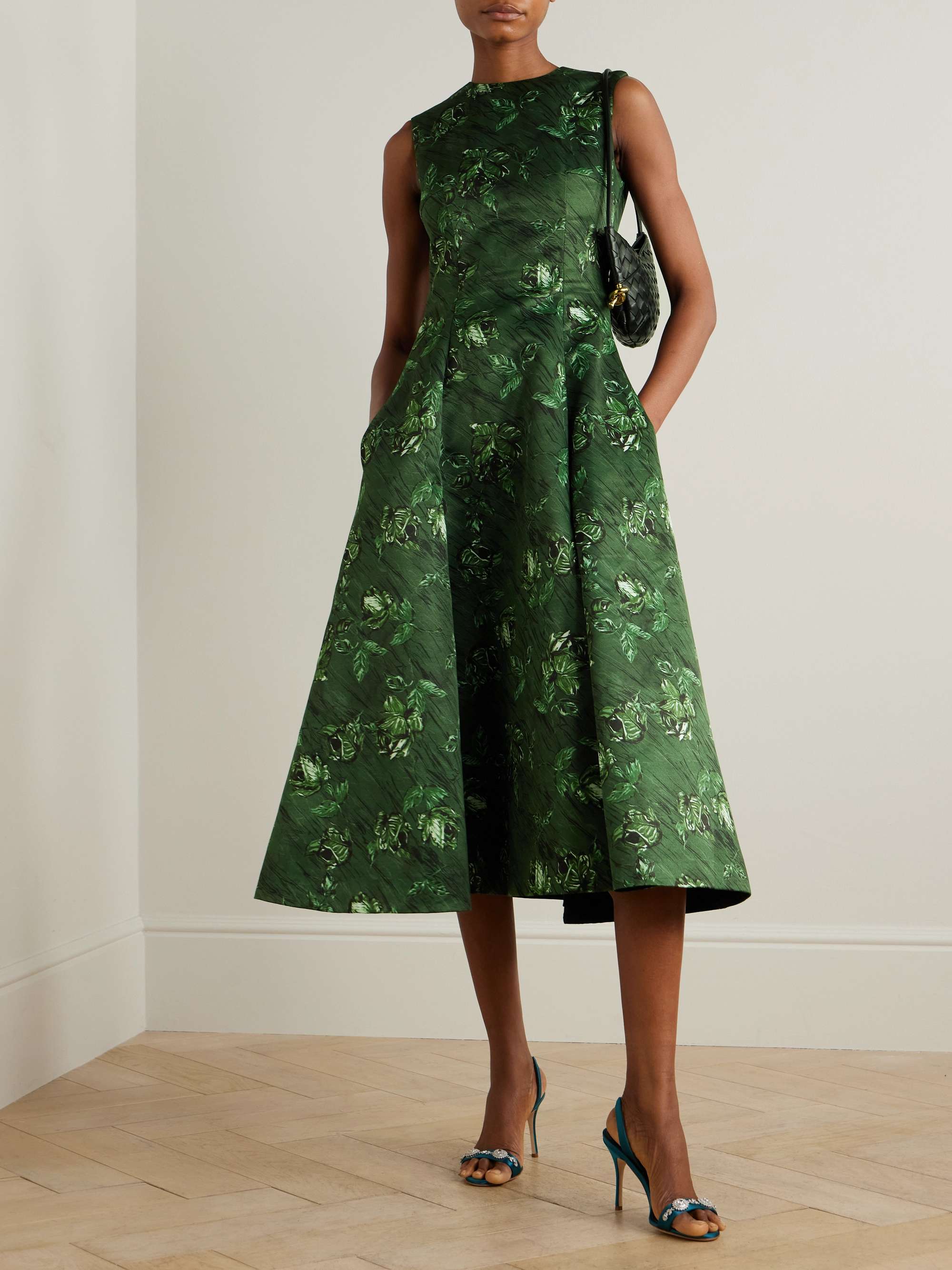 Mara pleated floral-print faille midi dress view