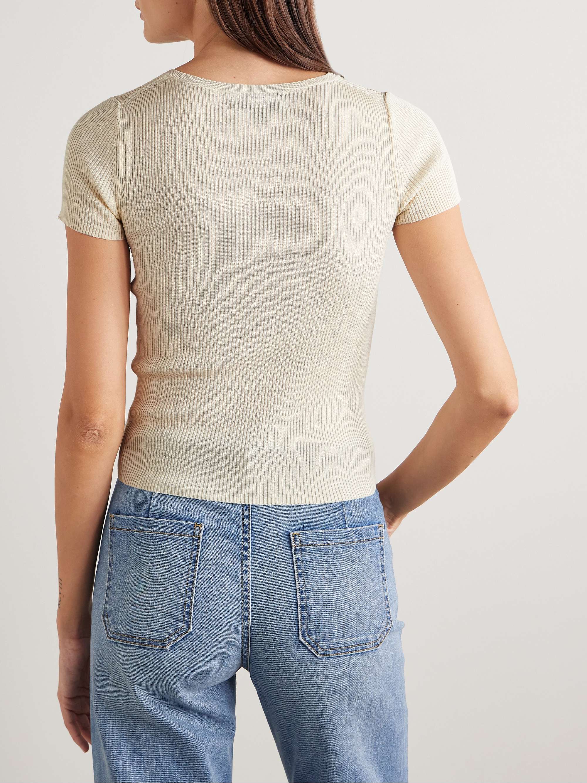 Francene ribbed silk Henley T-shirt view