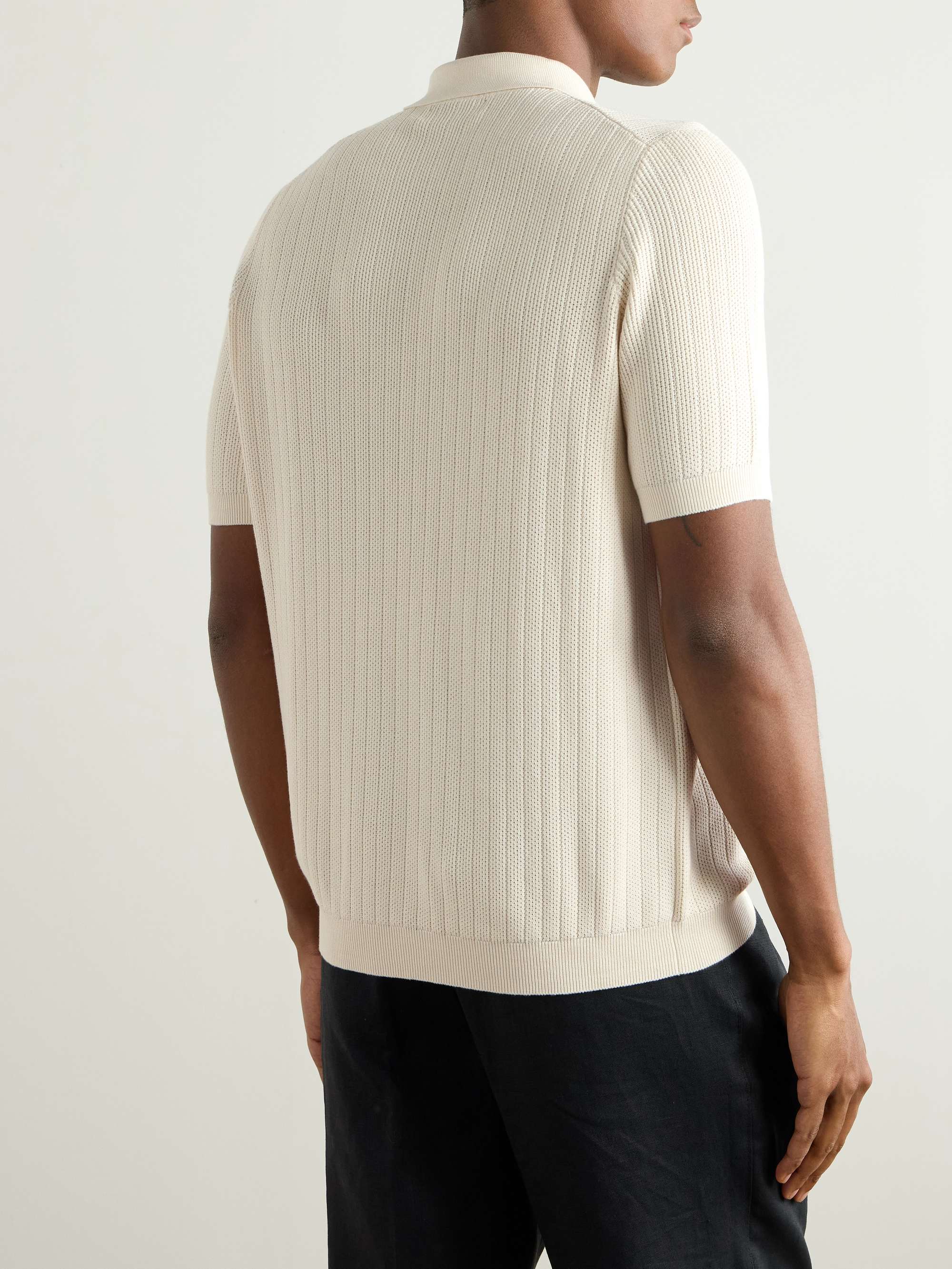 Ribbed Cotton Half-Zip Polo Shirt view
