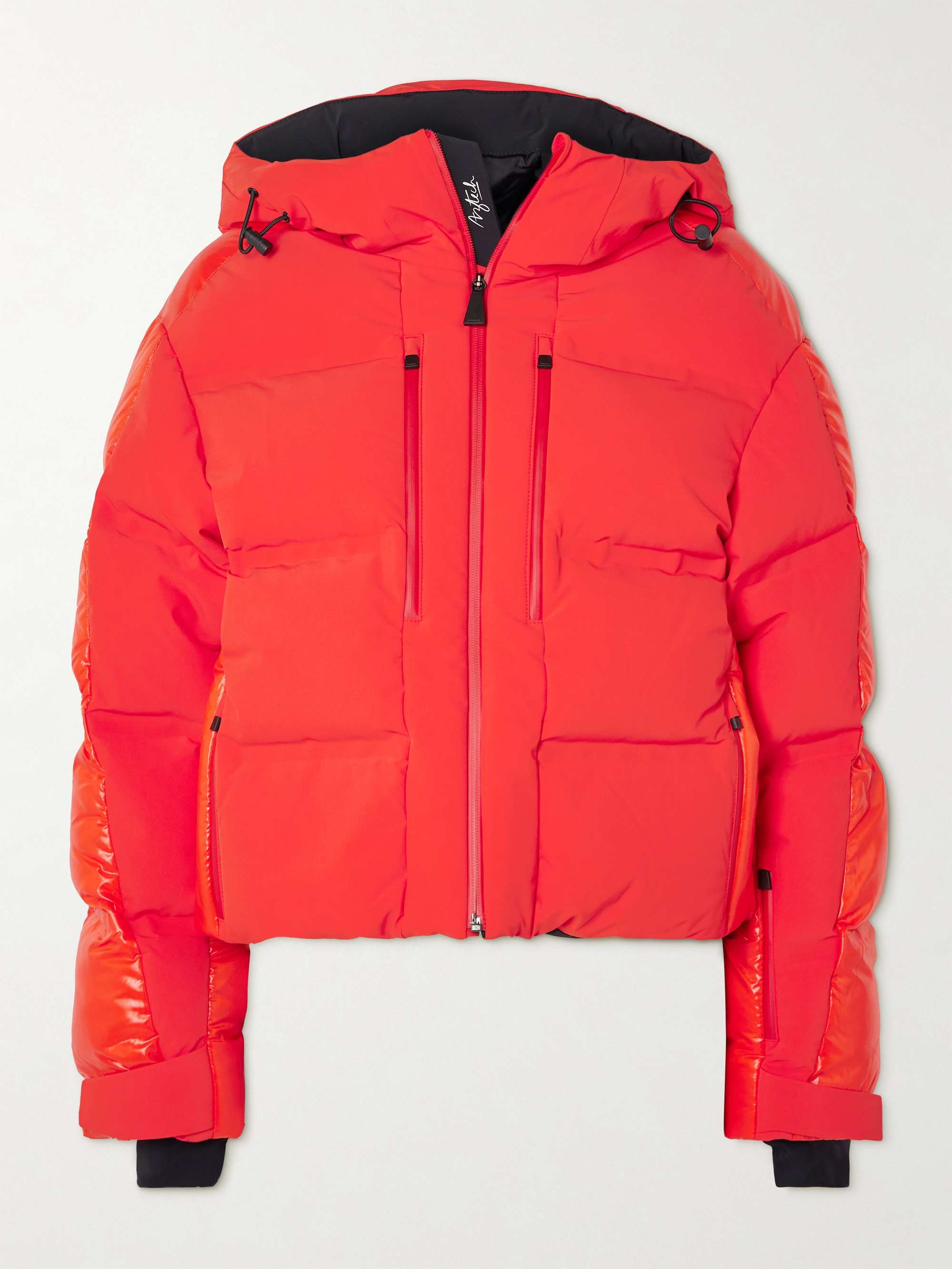 Super Nuke hooded quilted paneled down ski jacket view