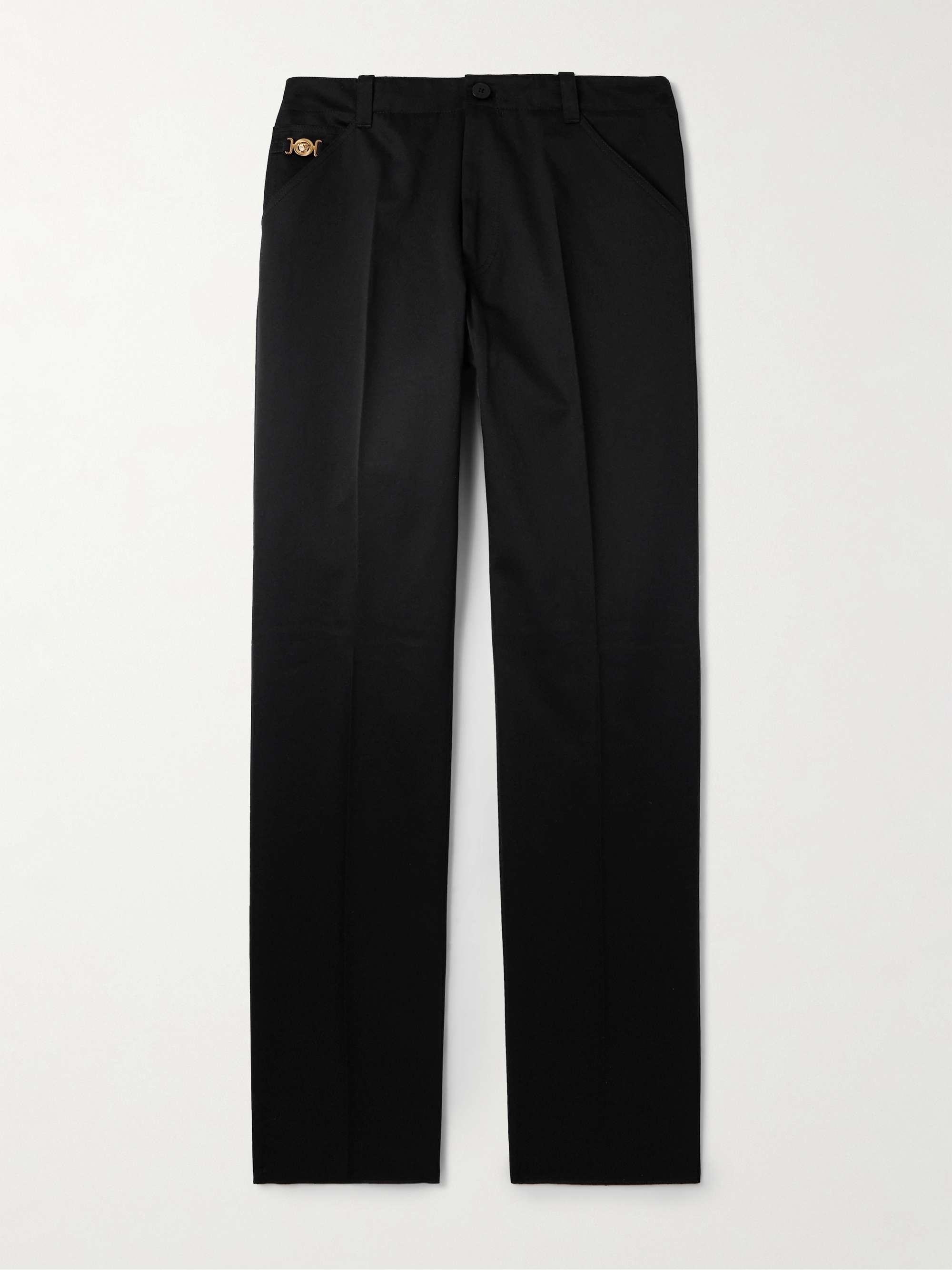 Straight-Leg Embellished Cotton-Gabardine Trousers view