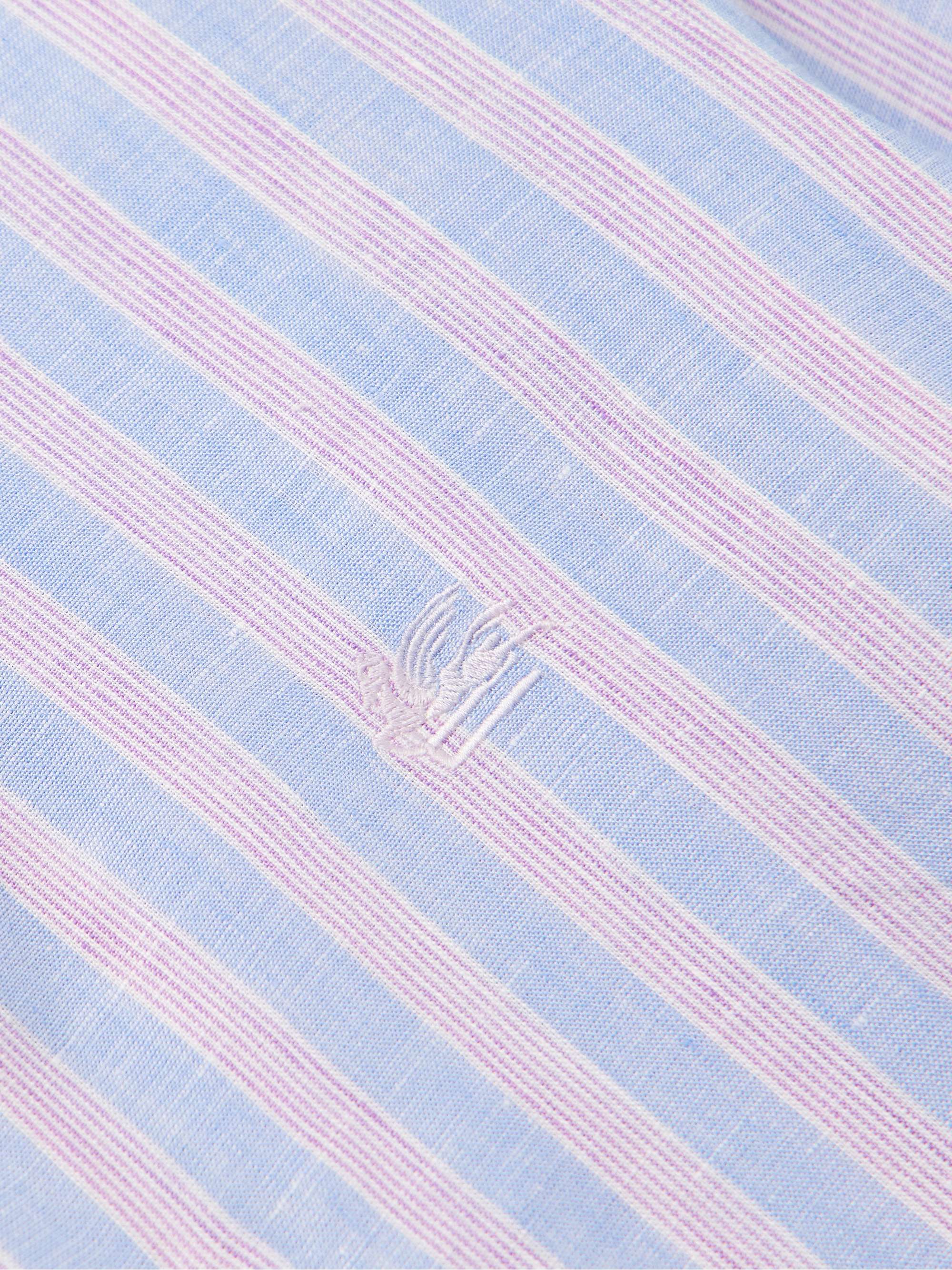 Slim-Fit Logo-Embroidered Striped Linen Shirt view