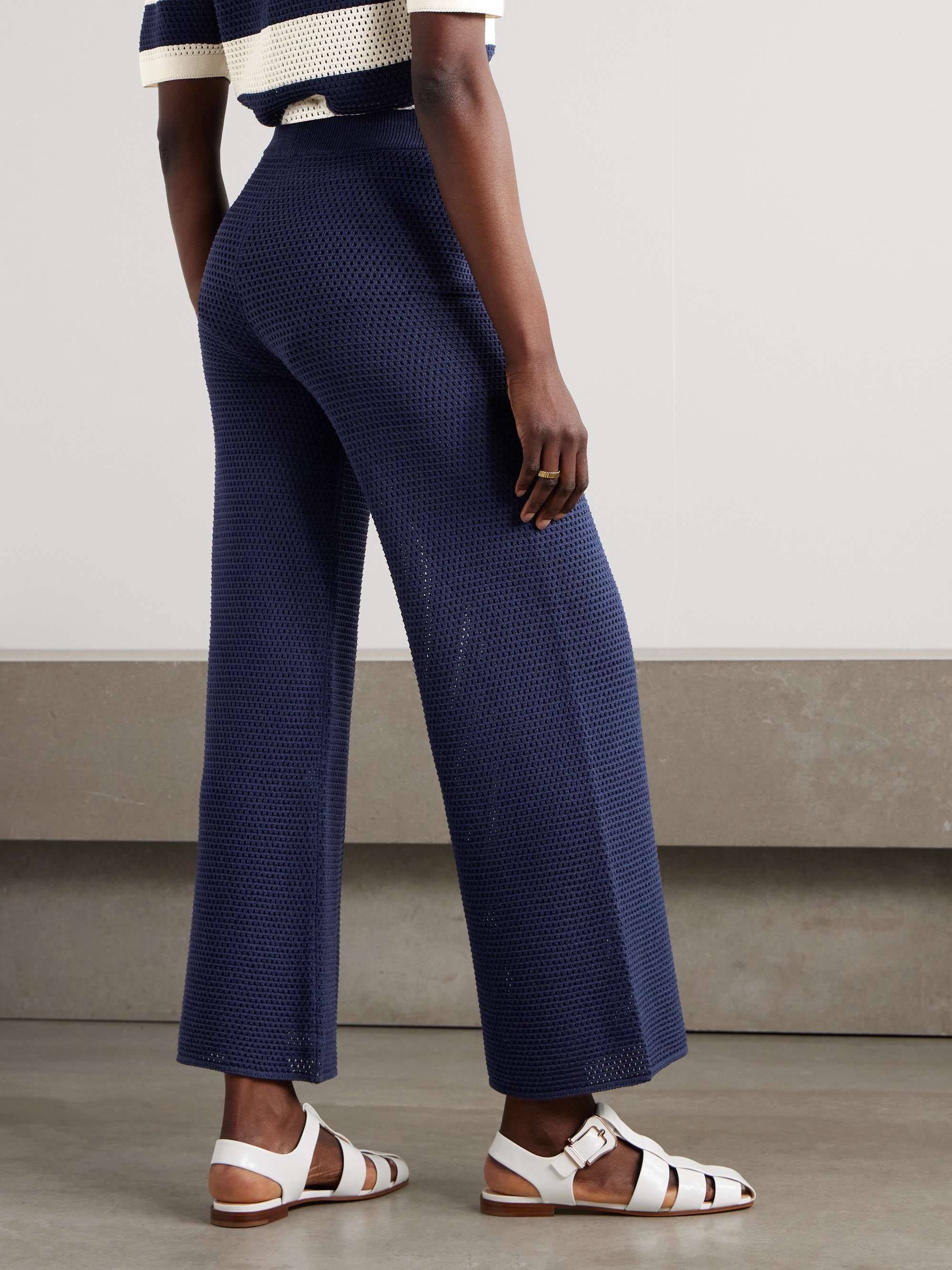 Bayadere Goeland open-knit cotton-blend wide-leg pants view