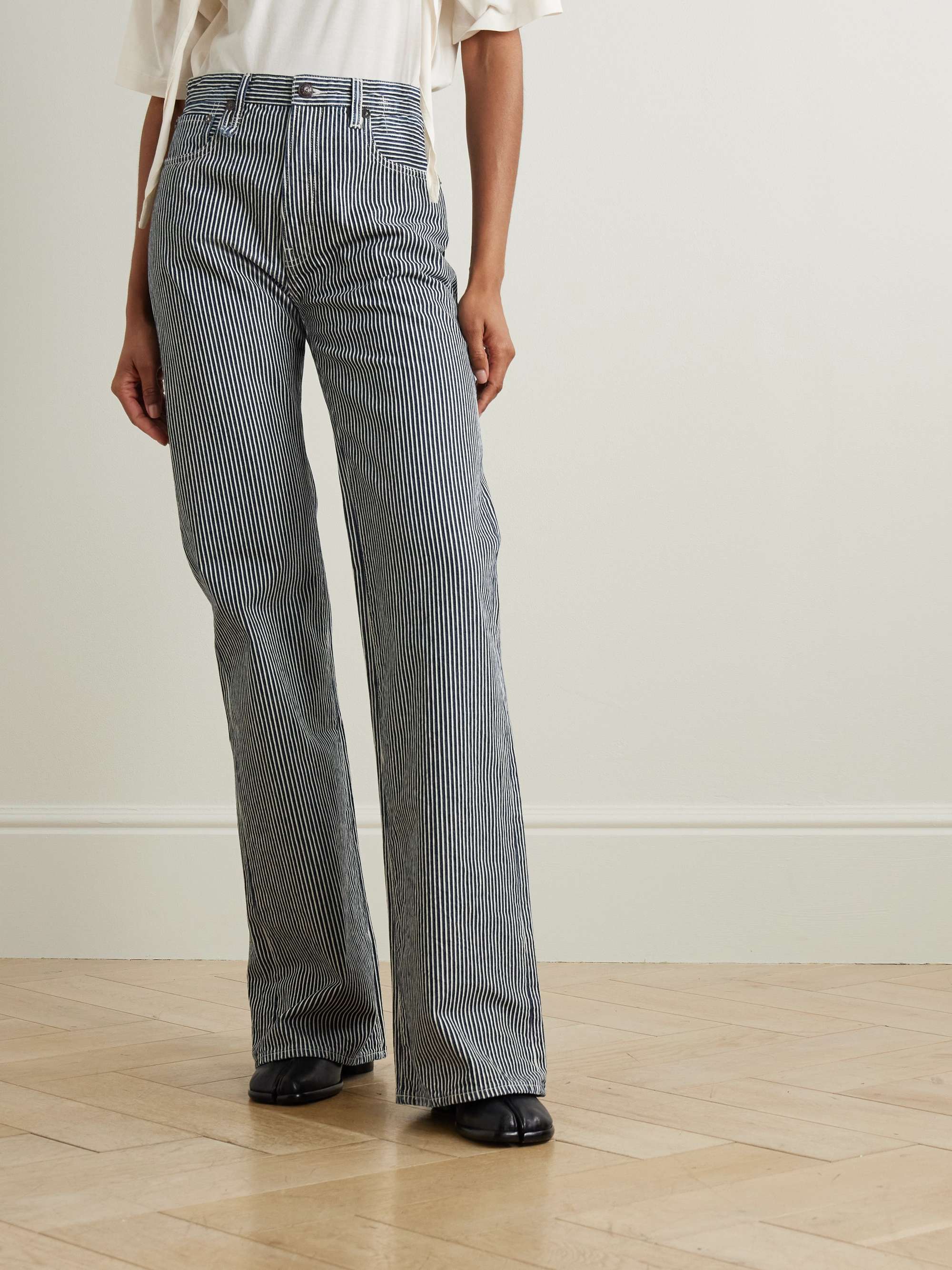 Jane striped high-rise wide-leg jeans view