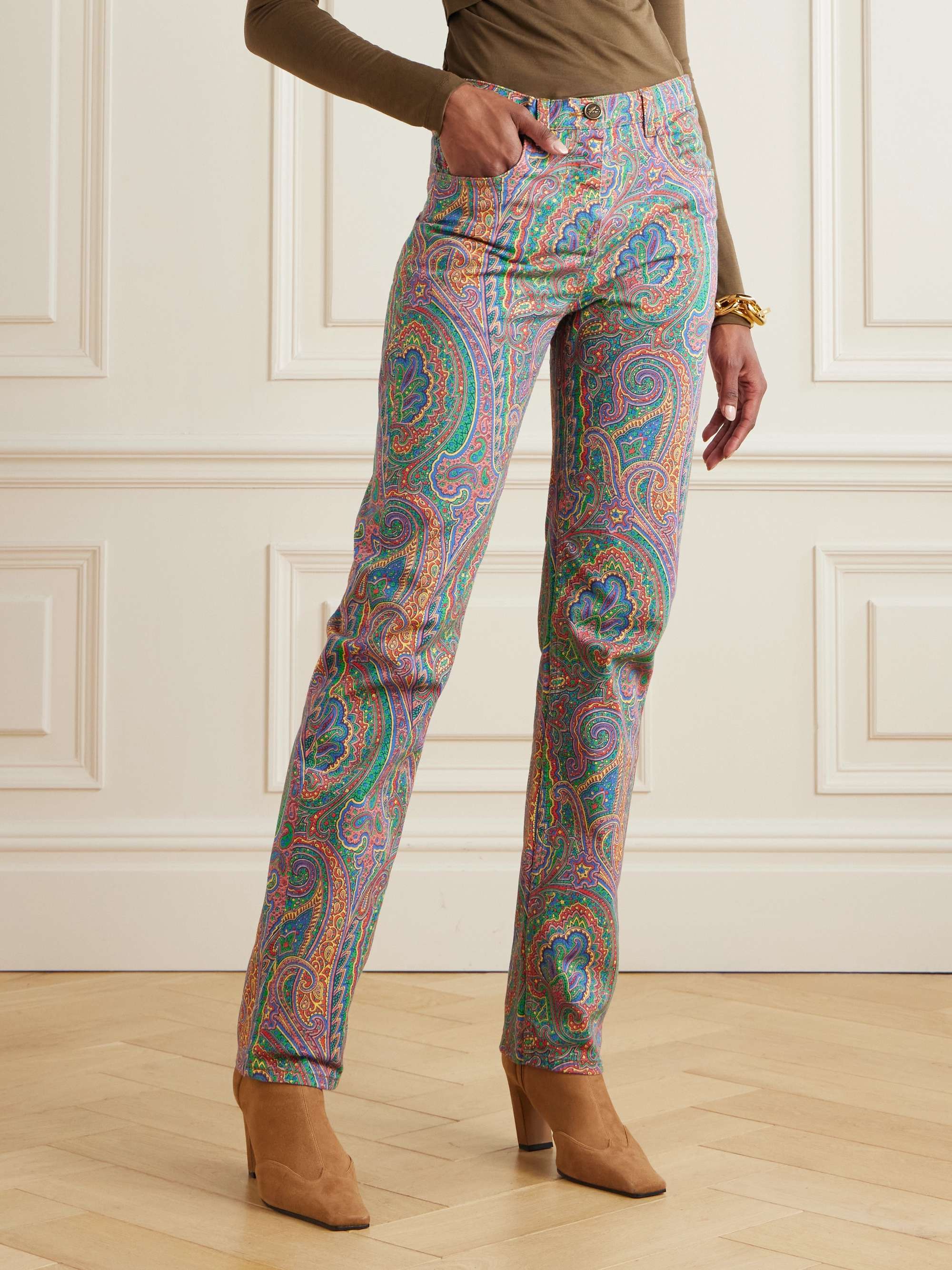 Printed straight-leg jeans view