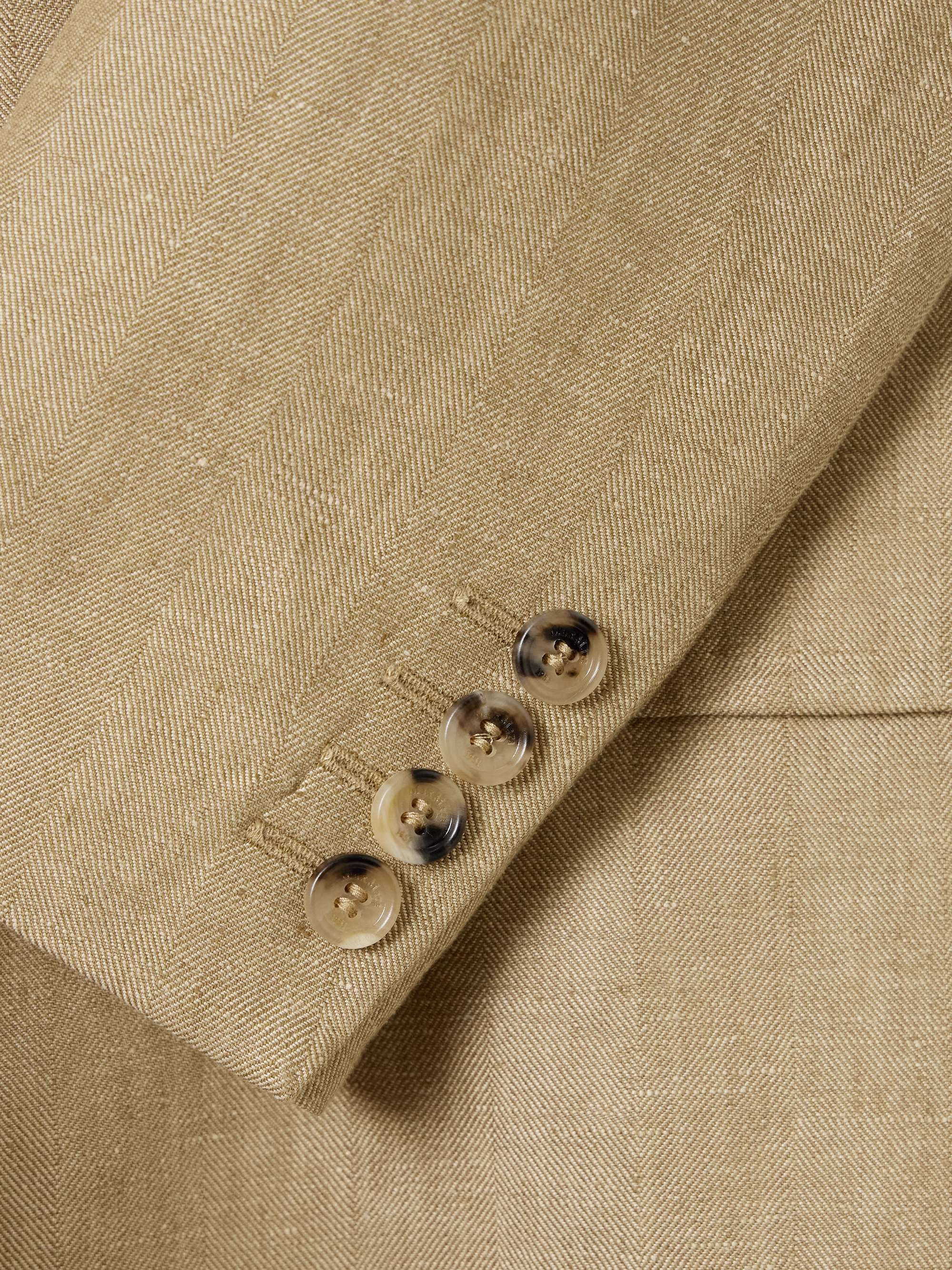 Gerla double-breasted herringbone linen blazer view