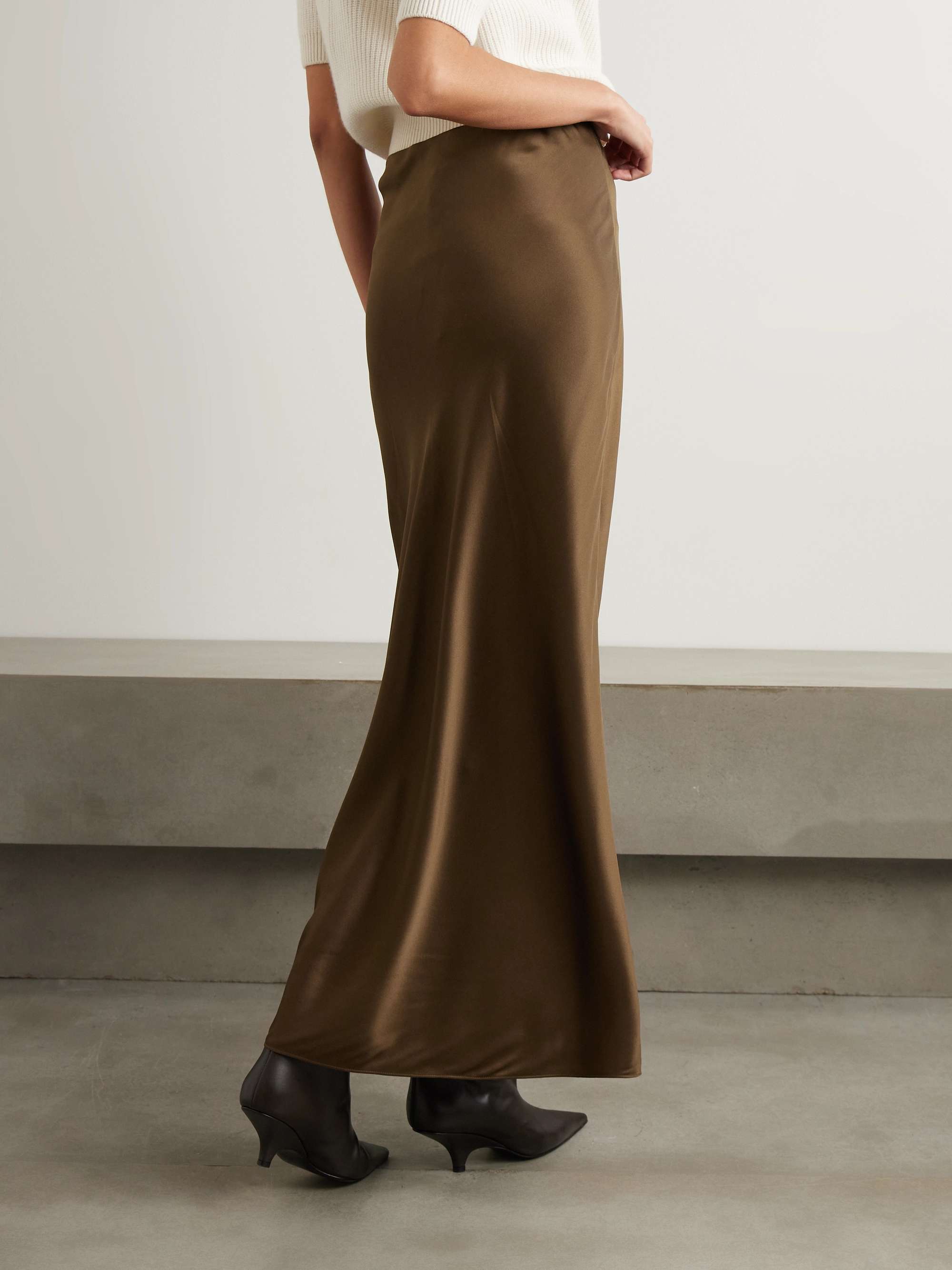 Silk-satin maxi skirt view