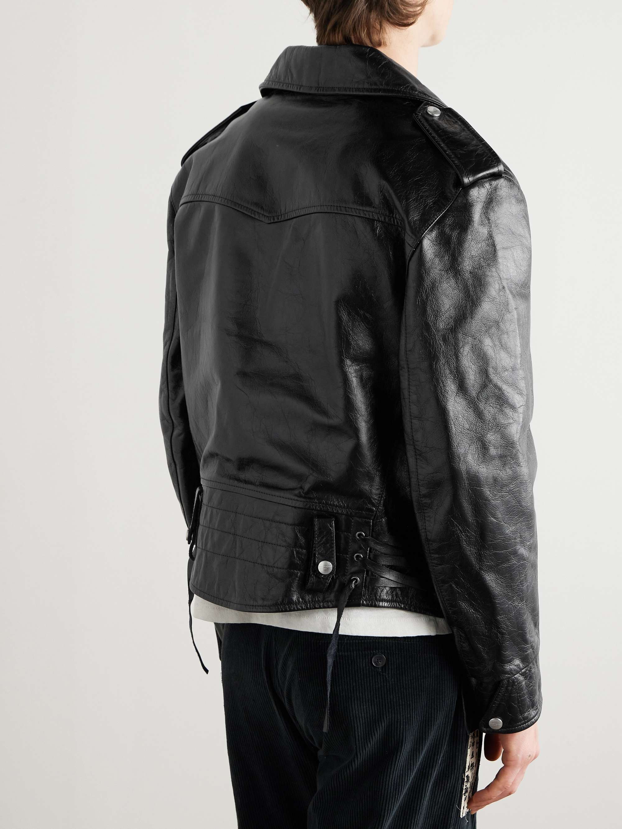 Distressed Leather Biker Jacket view