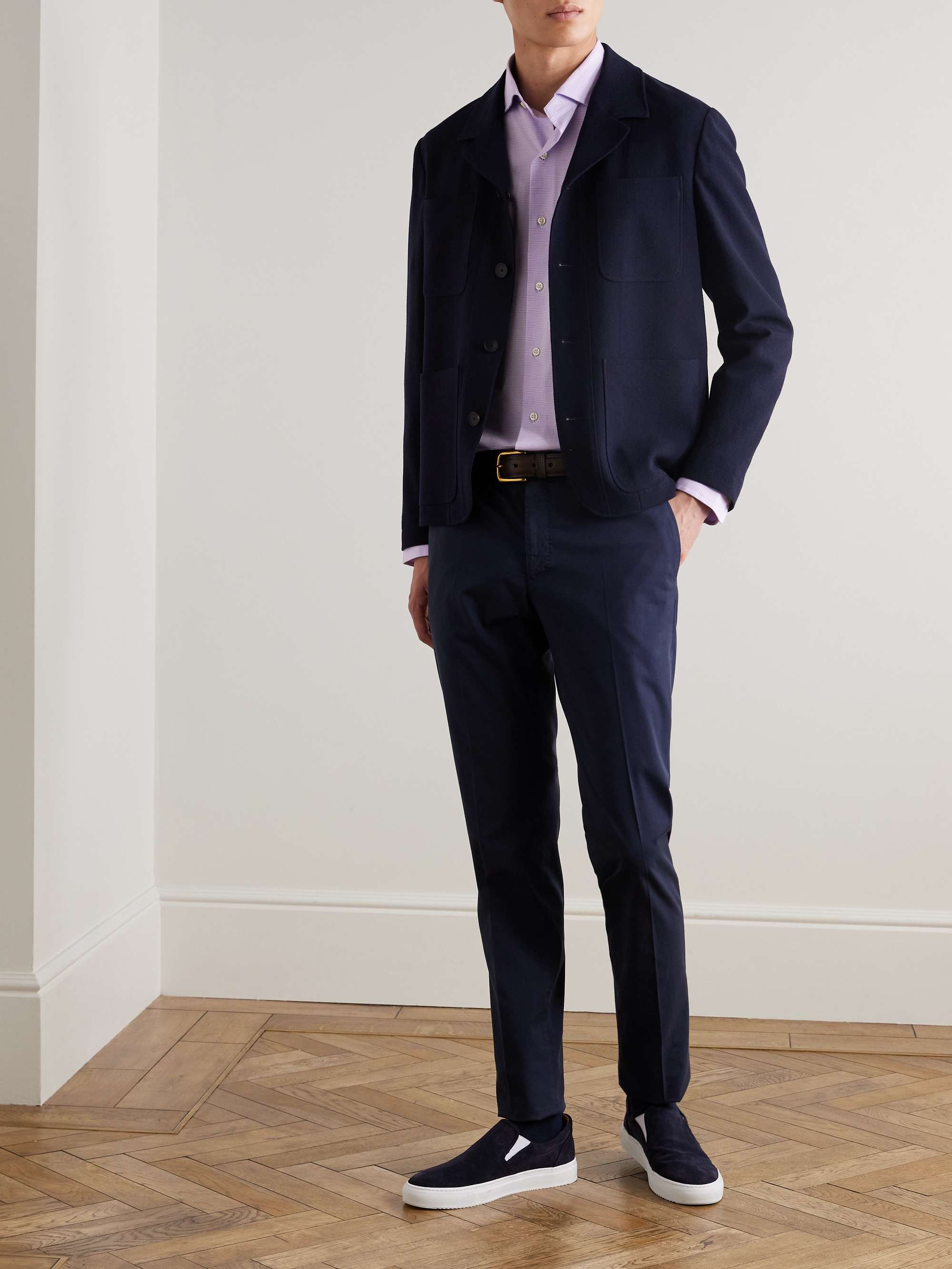 Logo-Embroidered Checked Cotton-Blend Poplin Shirt view