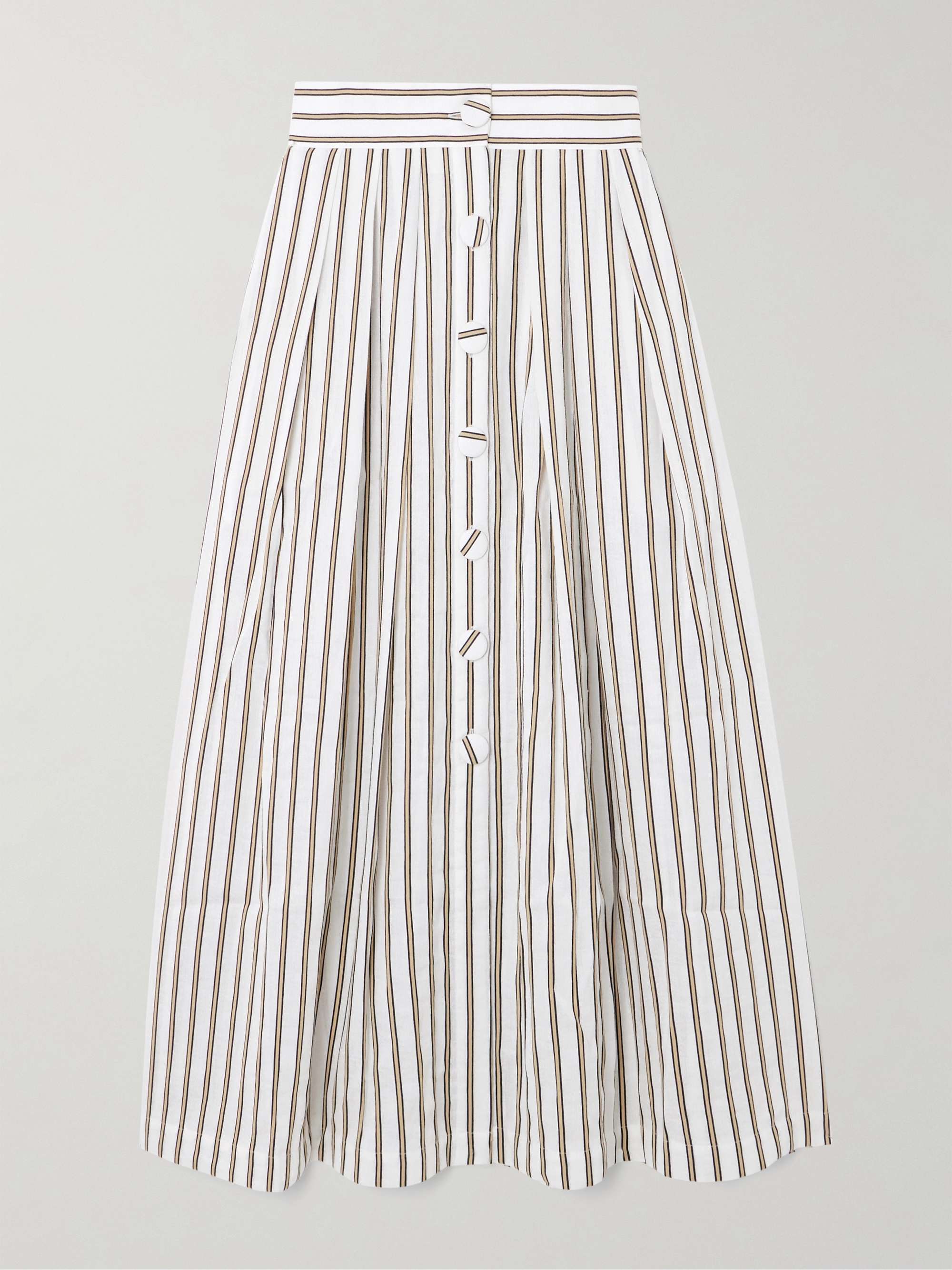 Irving pleated striped woven midi skirt view