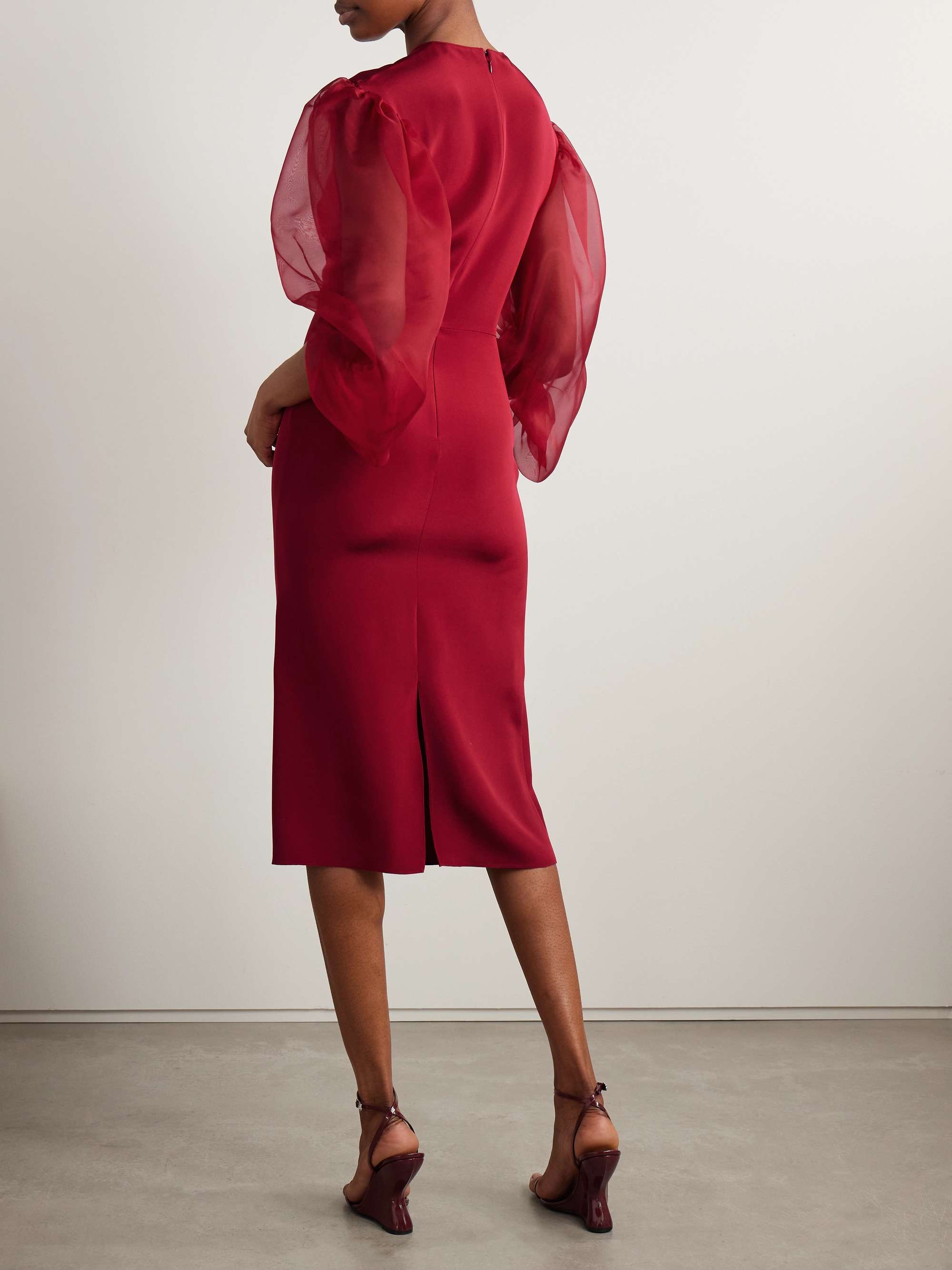 Danielle silk-cady and organza midi dress view
