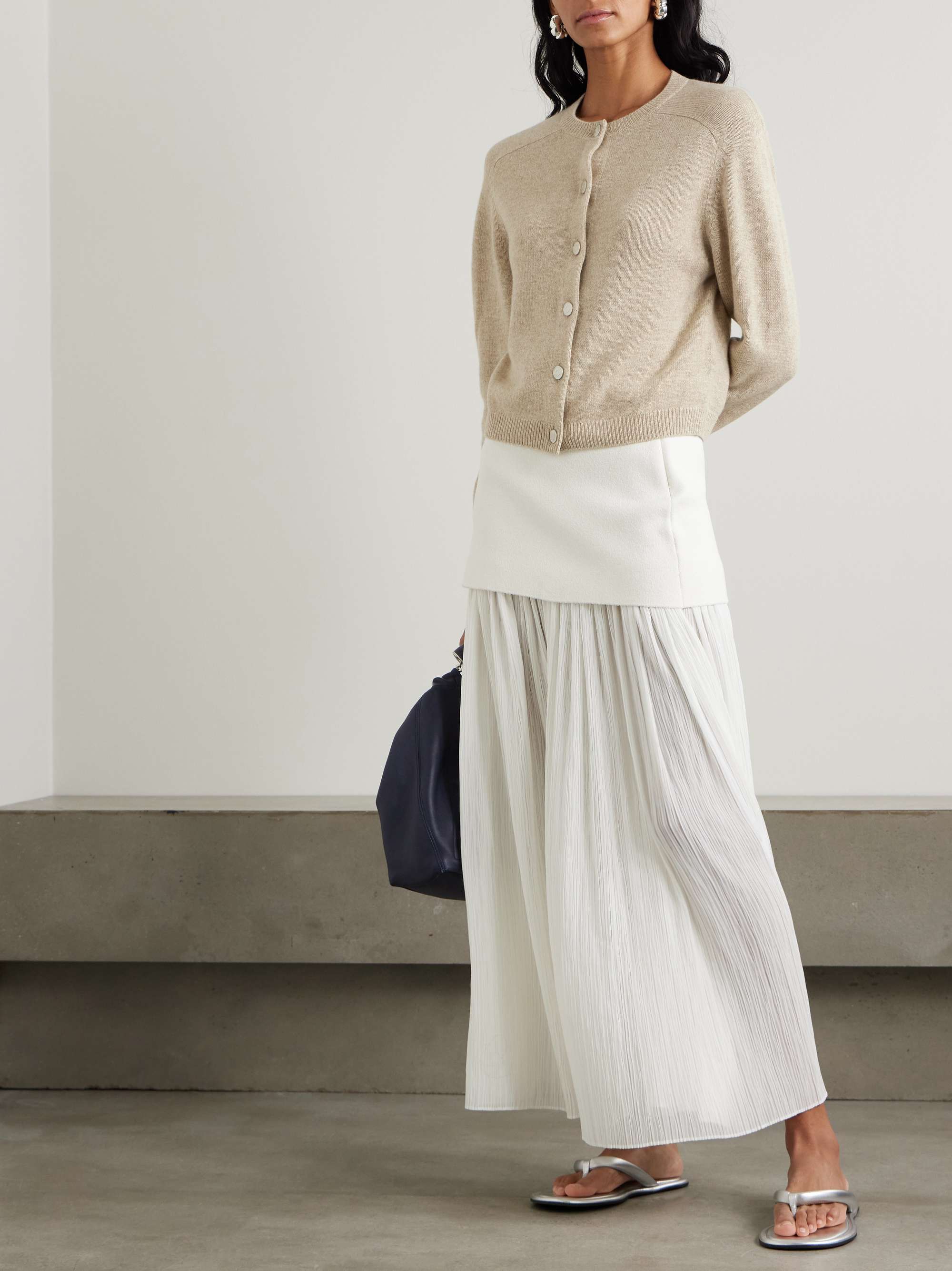Tie-detailed cashmere cardigan view
