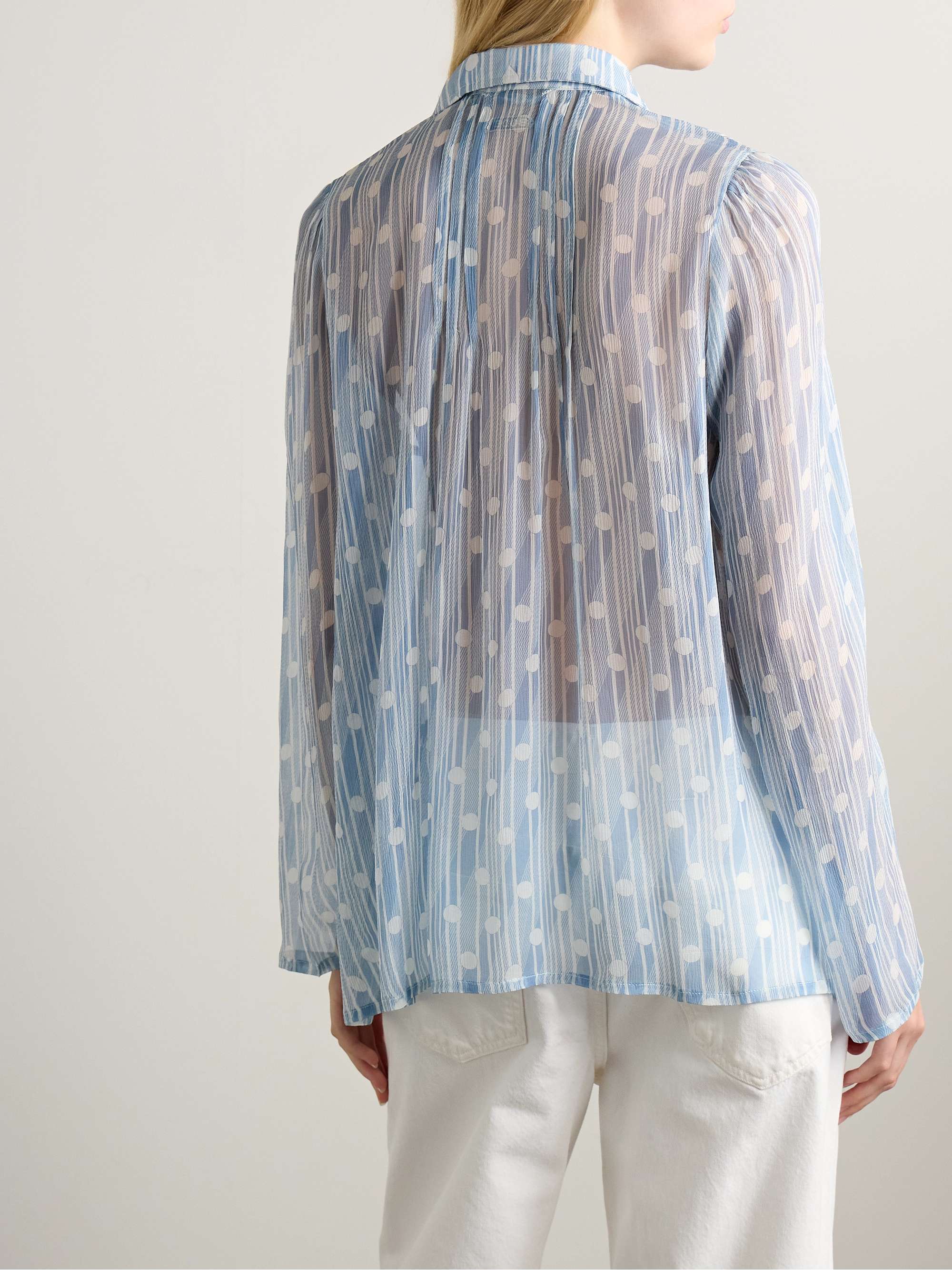 Meridian printed silk-georgette blouse view