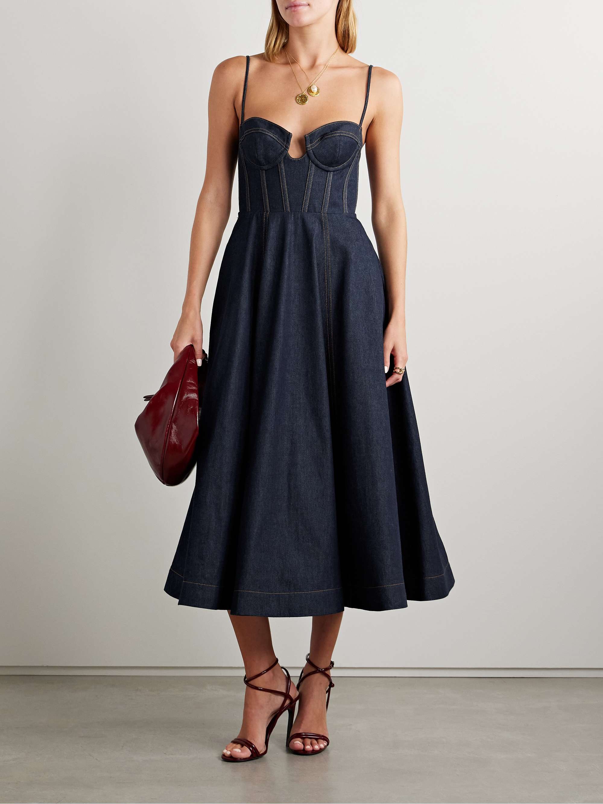 Crush denim midi dress view
