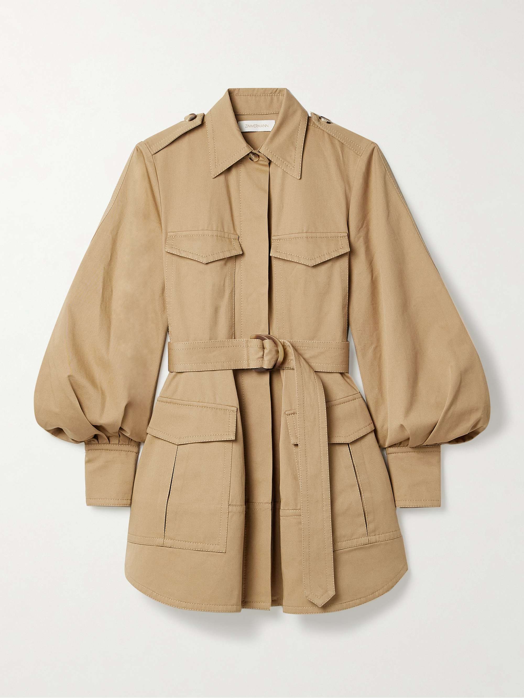 Illuminate belted cotton-twill mini dress view