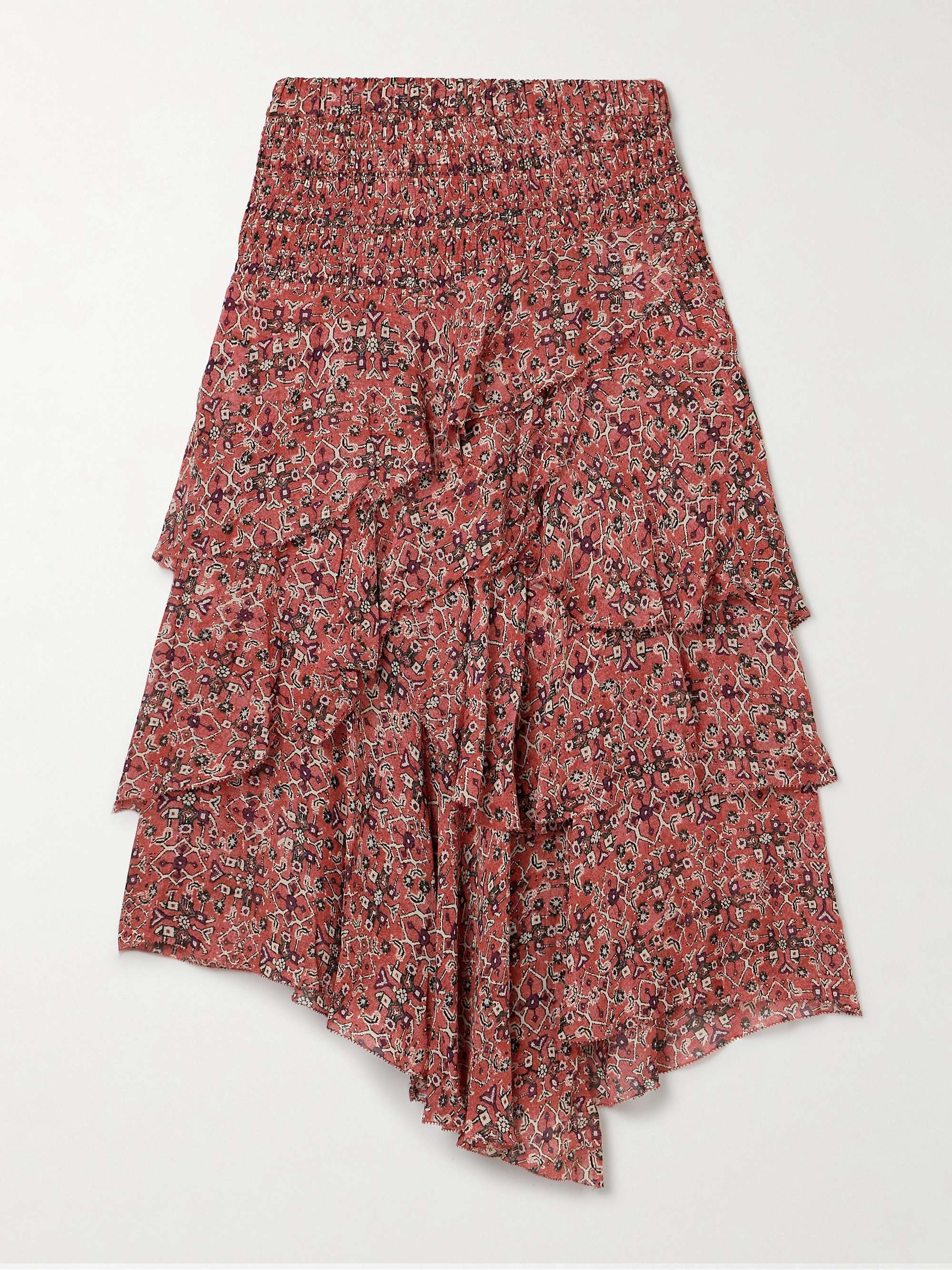 Brigitte asymmetric tiered ruffled printed georgette skirt view