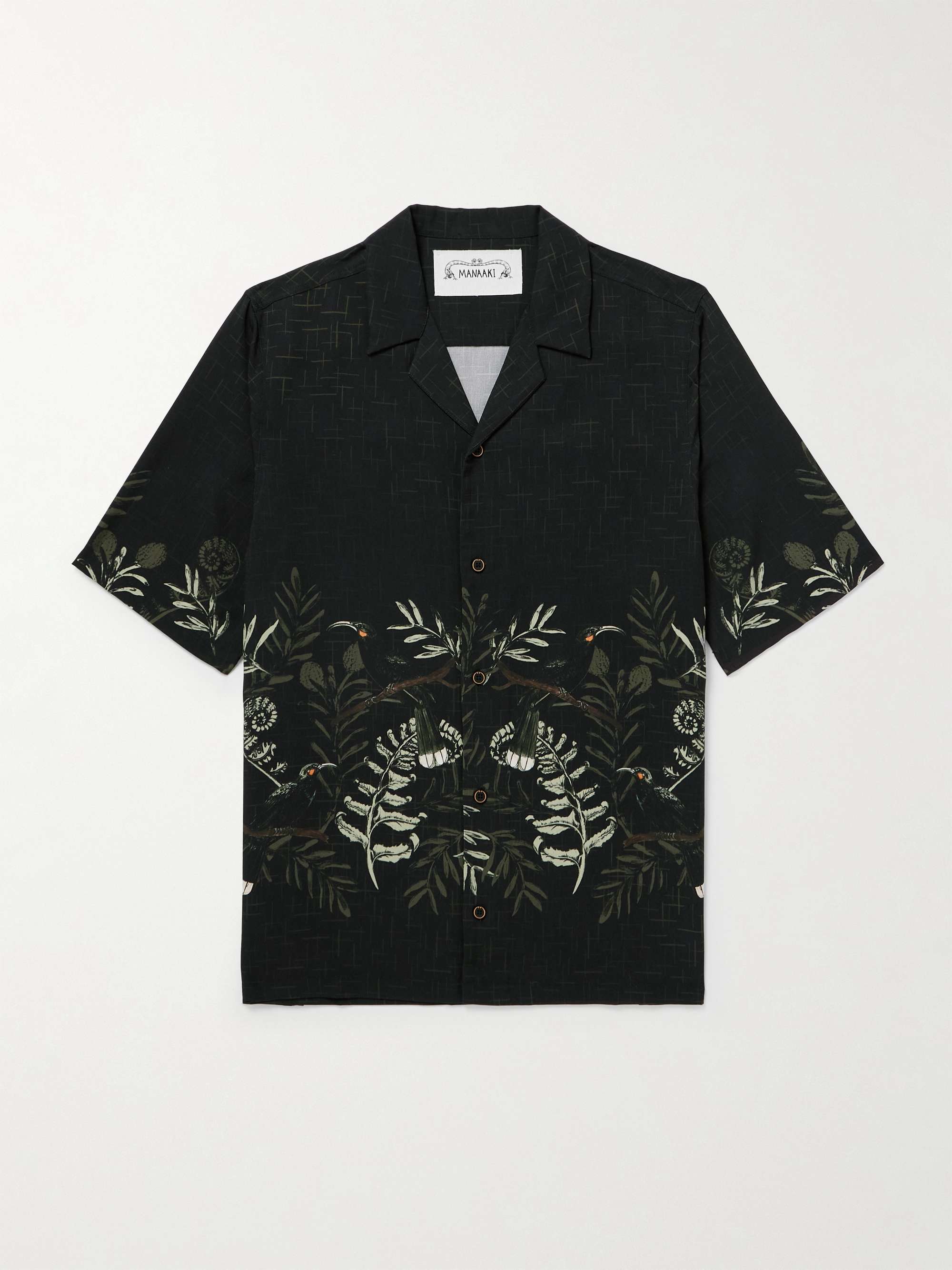 Camp-Collar Printed Lyocell-Twill Shirt view