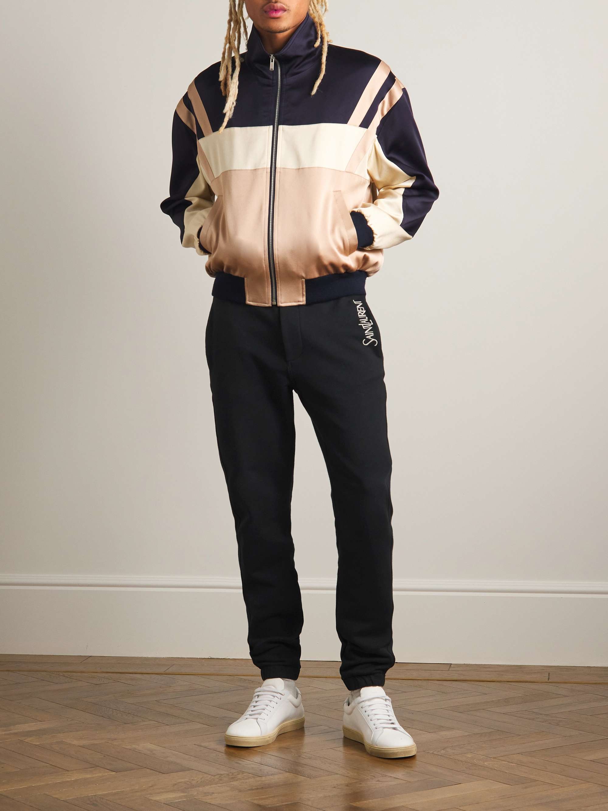 Tapered Logo-Embroidered Cotton-Jersey Sweatpants view