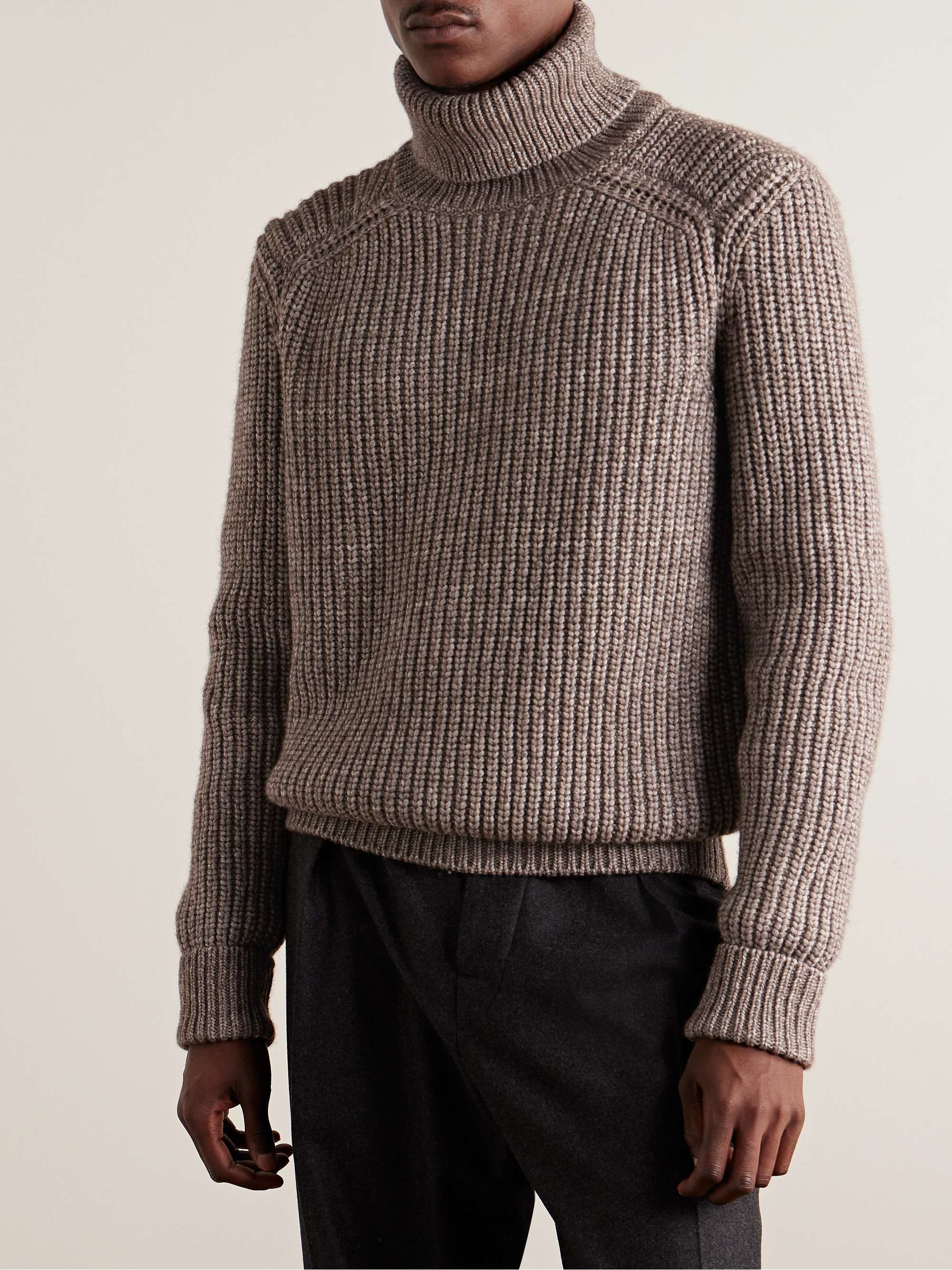 Ribbed Cotton, Yak and Virgin Wool-Blend Rollneck Sweater view
