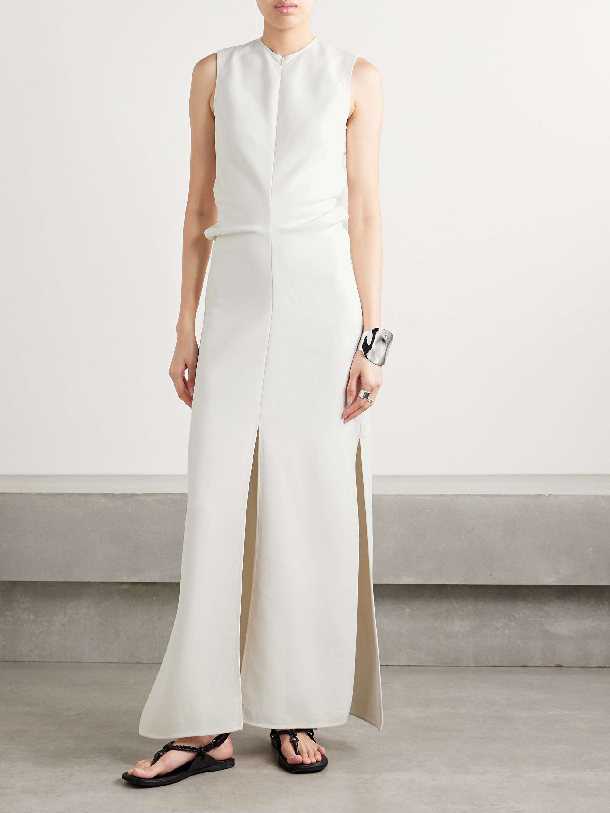 Selene asymmetric draped stretch-crepe maxi dress view