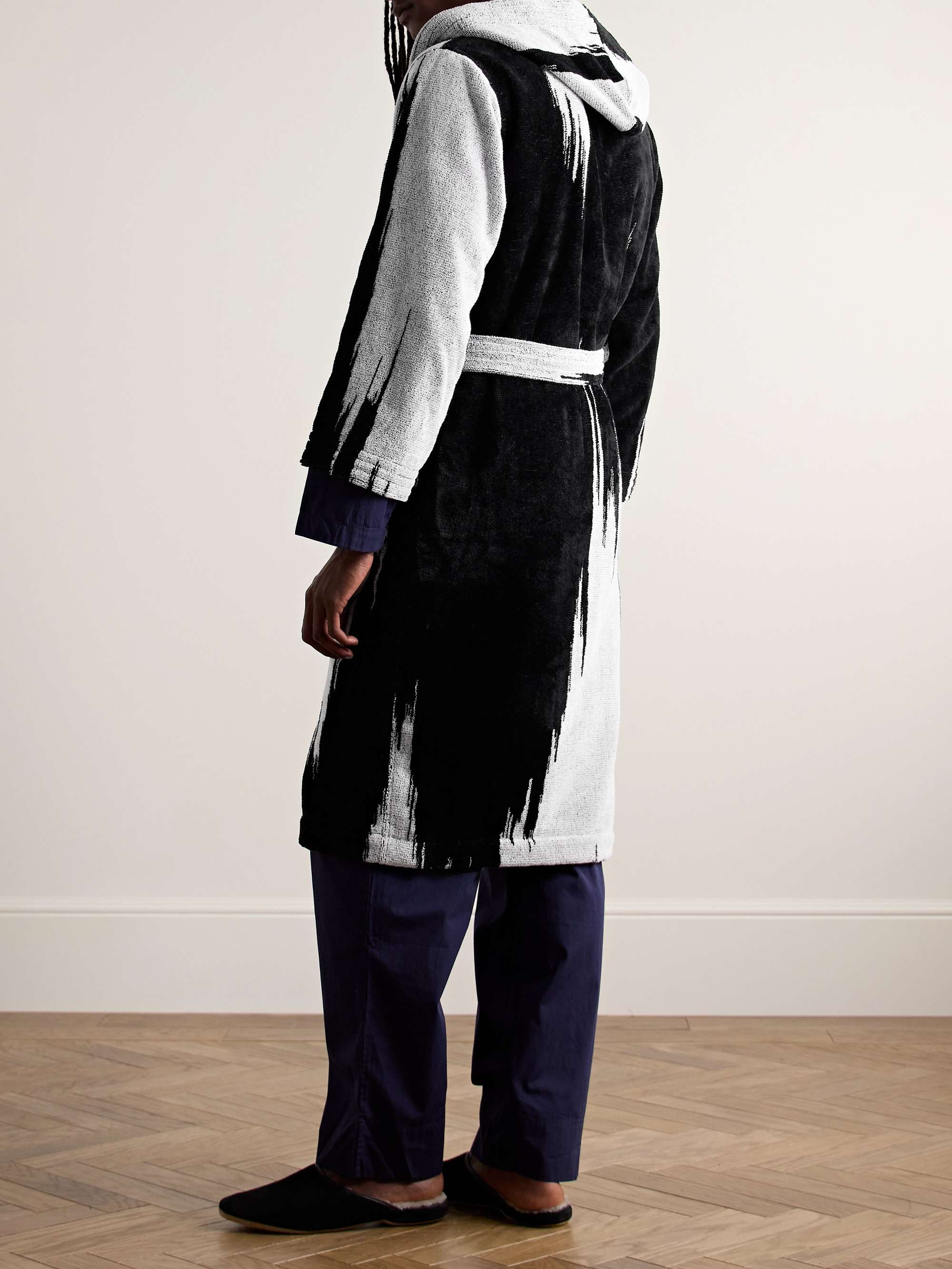Skunk Belted Cotton-Terry Hooded Robe view