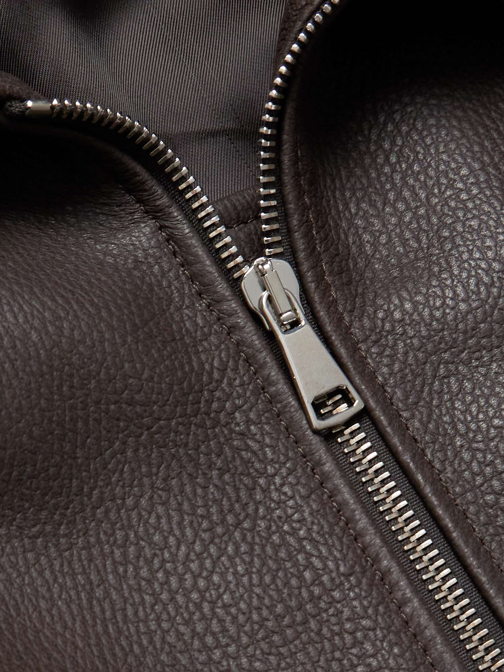 Padded Full-Grain Leather Jacket view