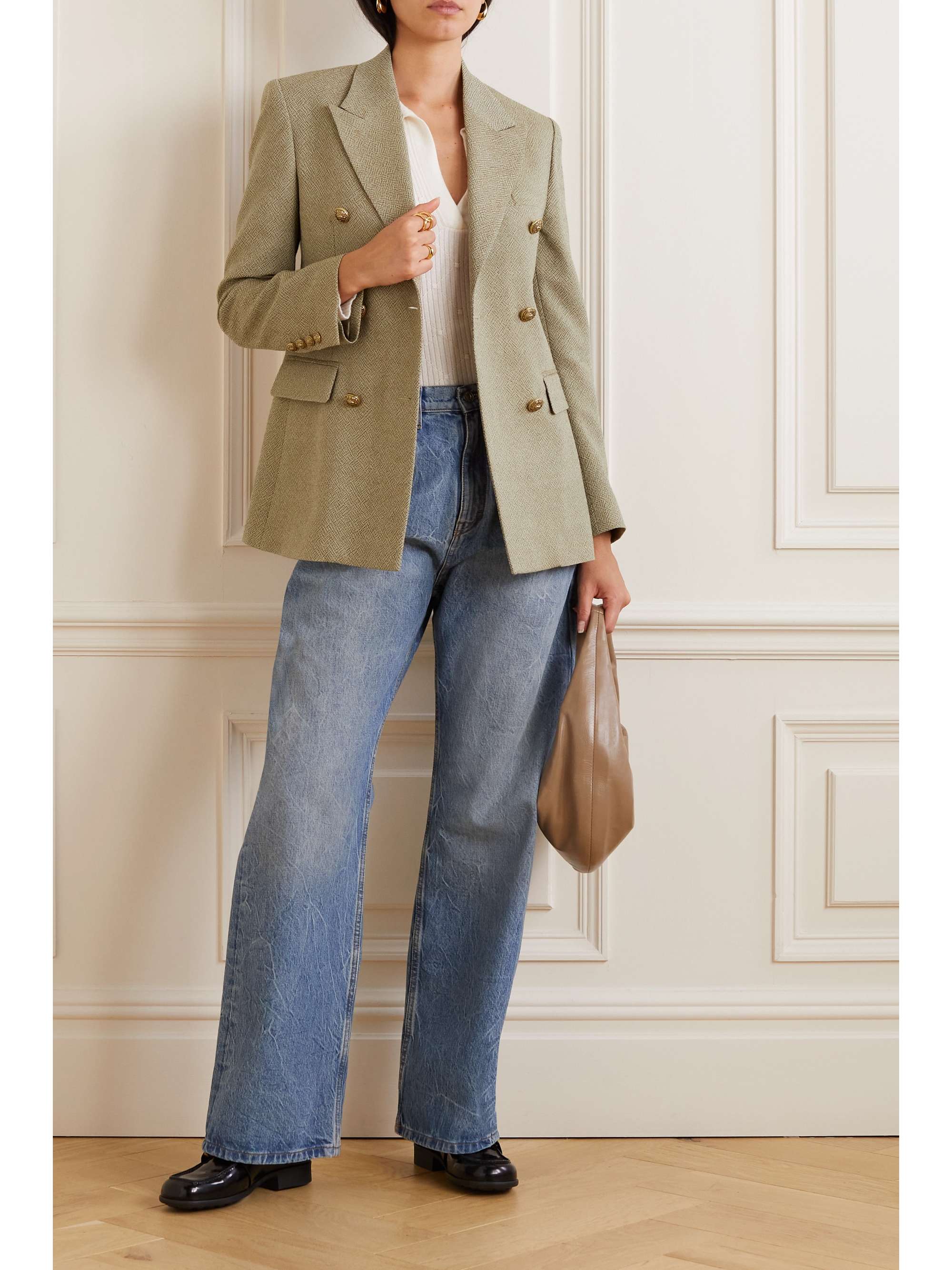 Journey double-breasted wool-jacquard blazer view