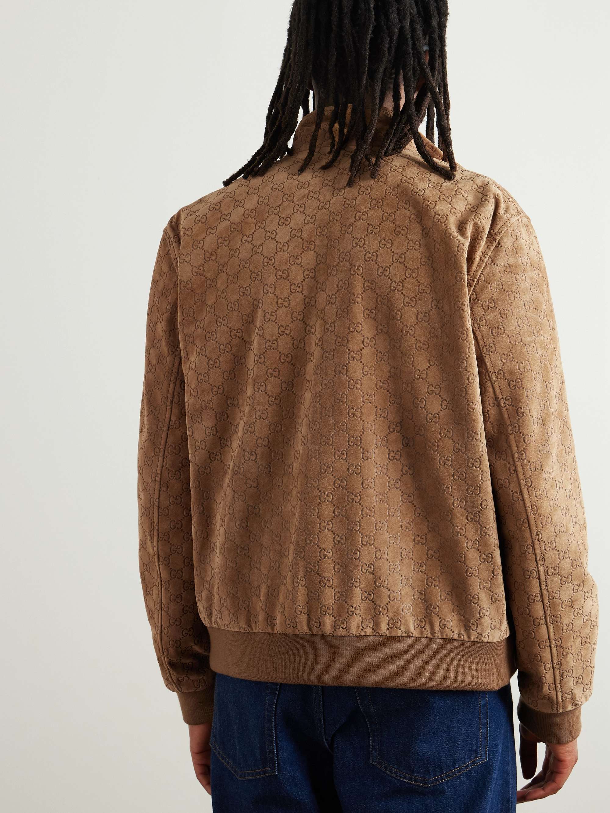 Logo-Debossed Suede Jacket view