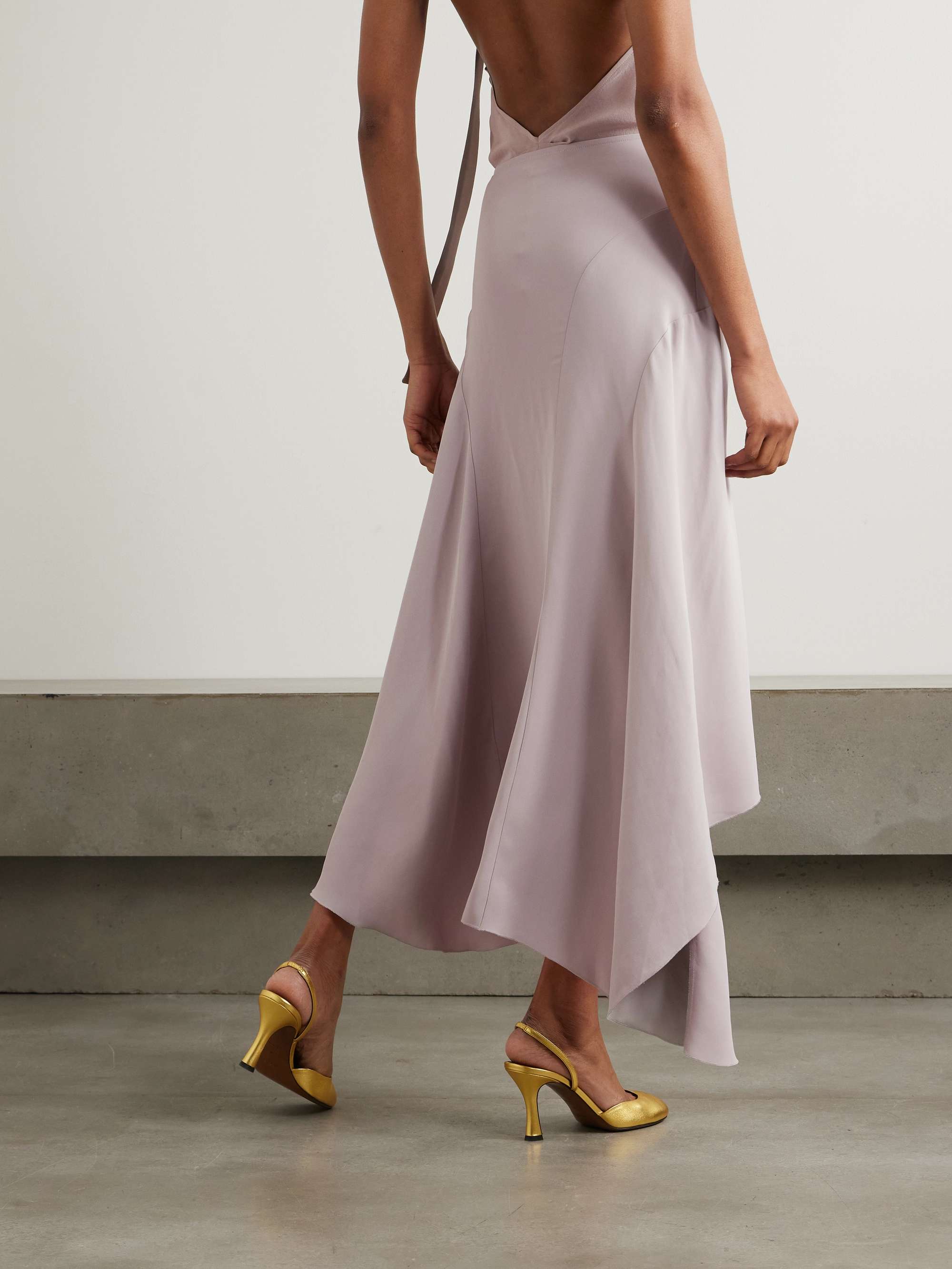 Paneled asymmetric crepe midi skirt view