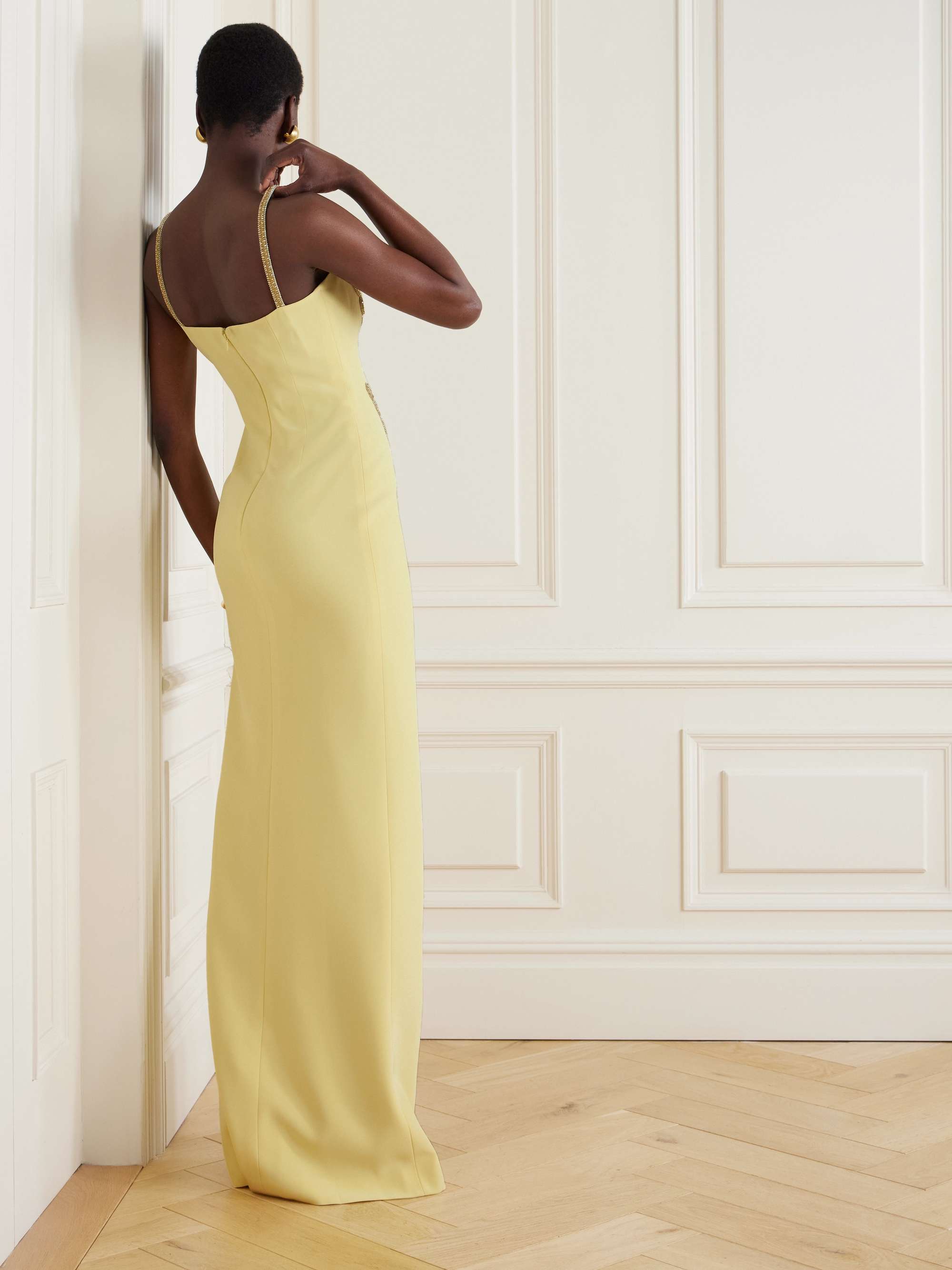 Embellished silk-blend crepe gown view