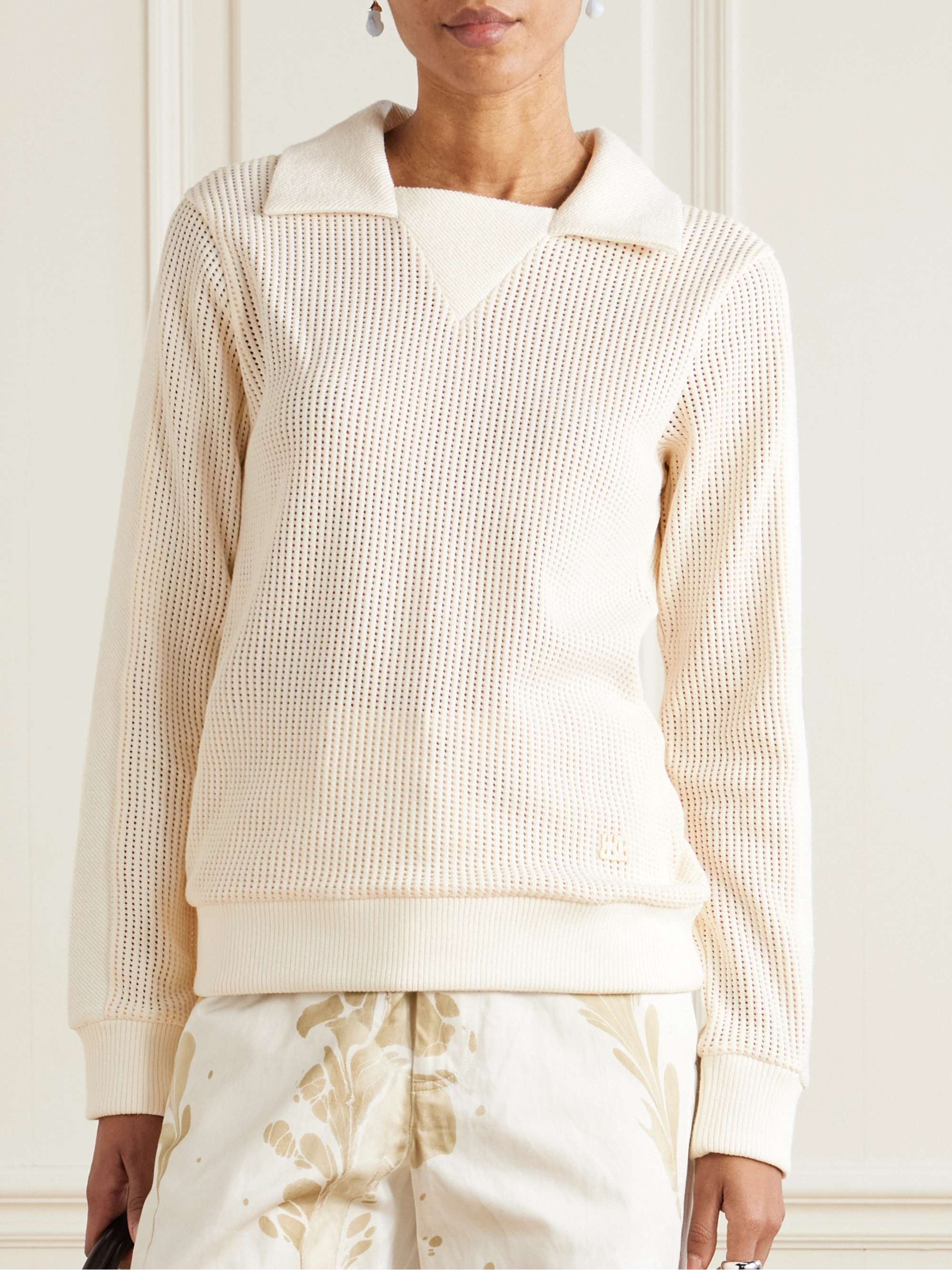 Song open-knit cotton polo sweater view